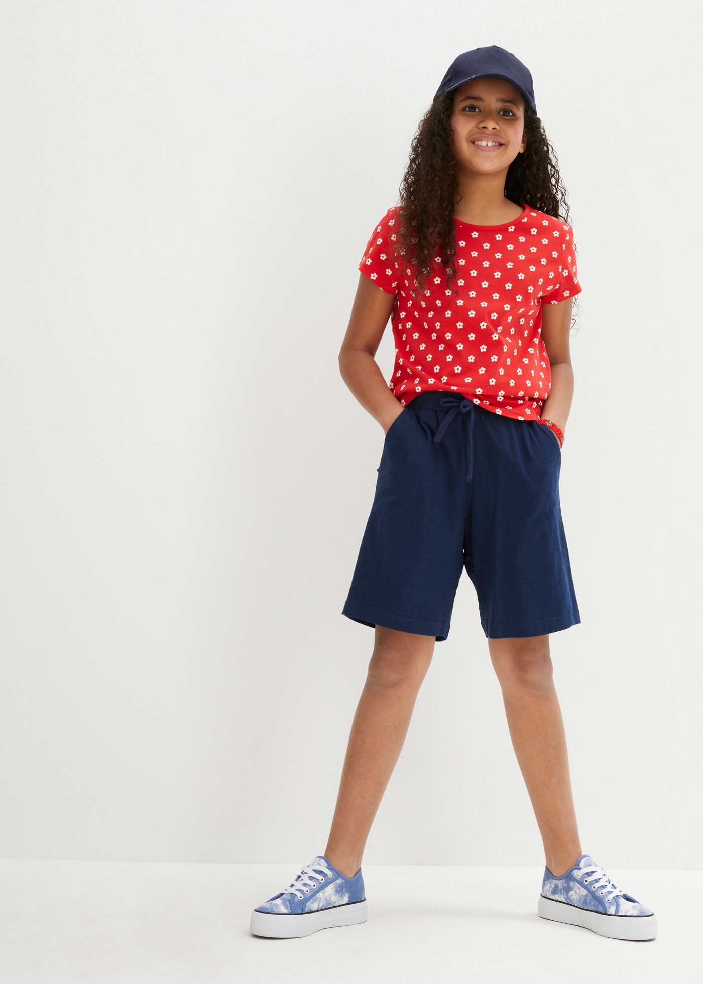 bonprix T-Shirt Packung, 2, 2 Stk. 2er Pack, bedruckt und mit Allover-Muster