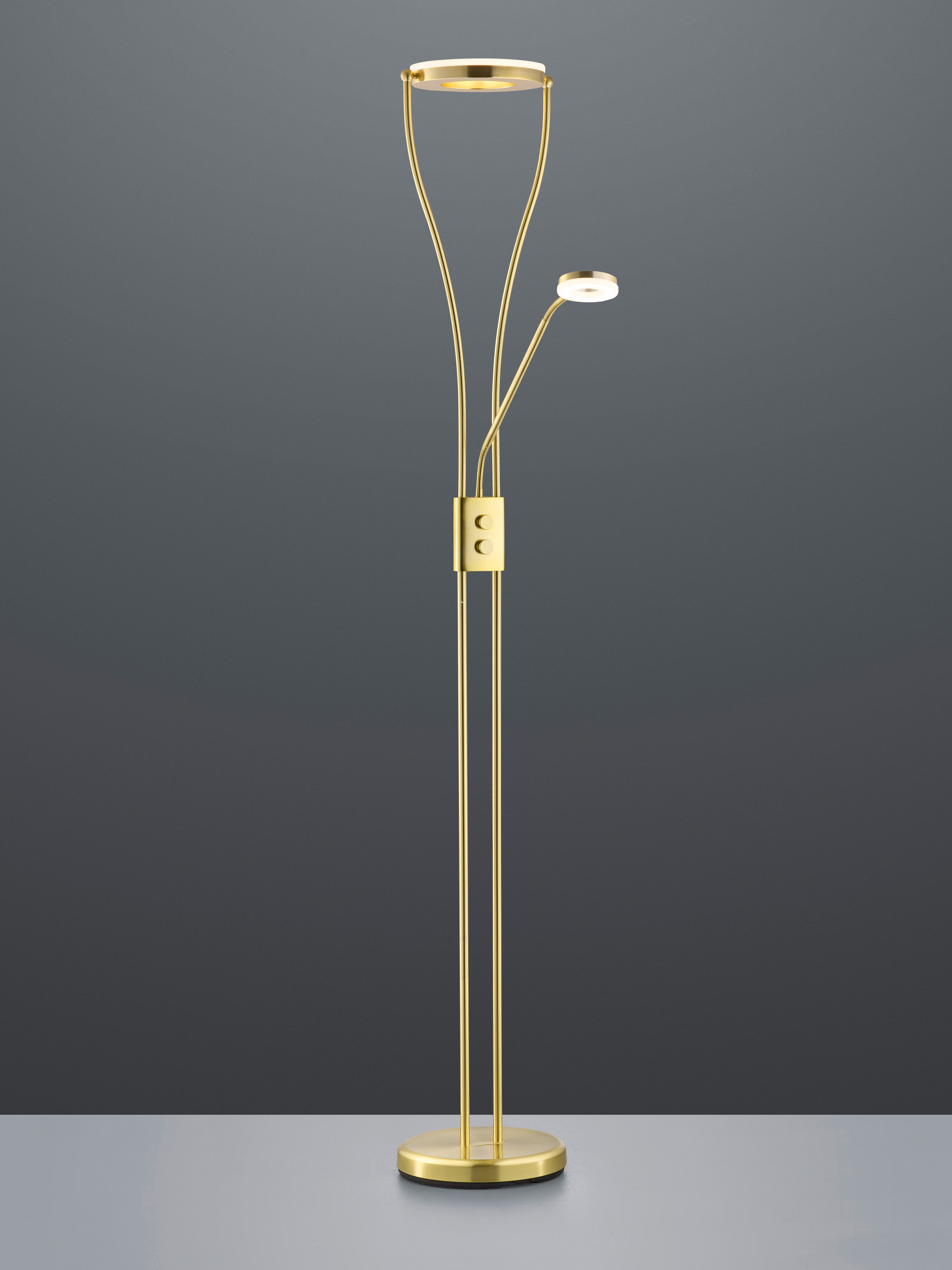 REALITY Leuchten LED Stehlampe »RENNES, LED Fluter mit Lesearm Höhe 180cm dimmbar per Drehschalter«, 1 flammig, Leuchtmittel LED-Board | LED fest integriert, Stehfluter warmweiß 3000K Leselicht verstellbar Fluterschale kippbar