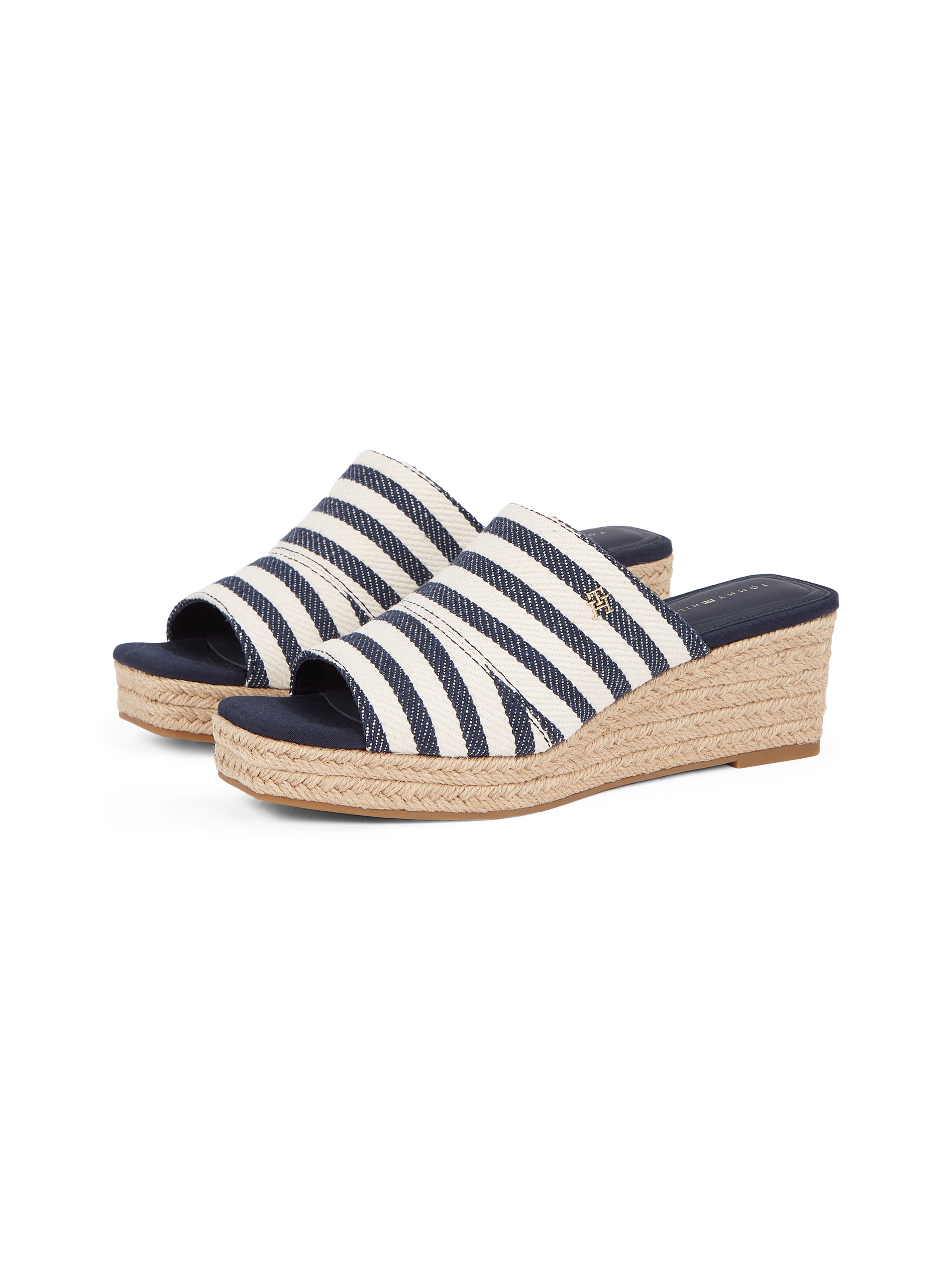 Tommy Hilfiger Pantolette »NAUTICAL STRIPES ESPADRILLE MULE«, Keilabsatz, Sommerschuh im modischen Streifen-Look