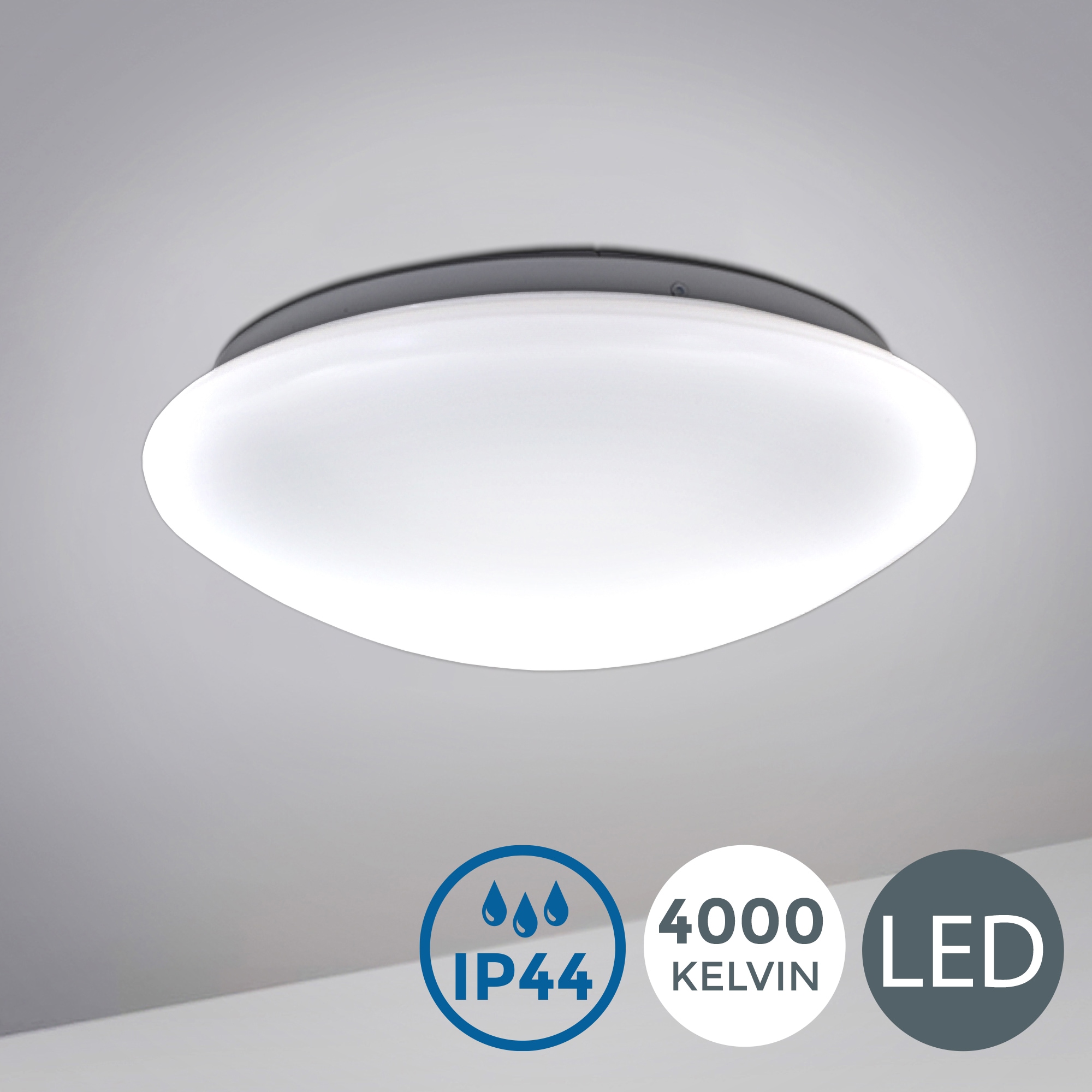 B.K.Licht LED Deckenleuchte, 1 flammig, Leuchtmittel LED-Board | LED fest integriert, LED Bad Deckenlampe Design Deckenstrahler IP44 Badezimmer Küche Flur