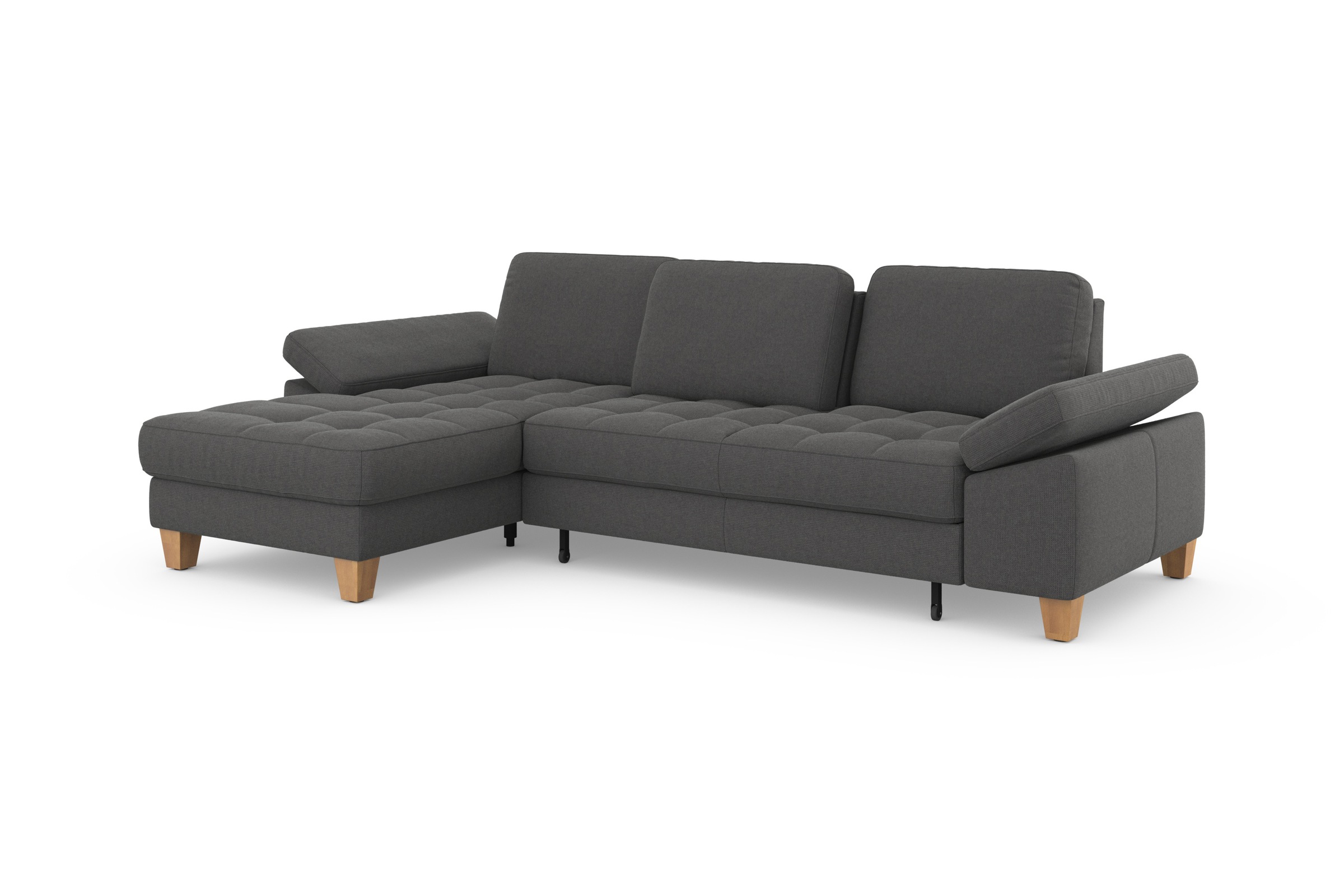 sit&more Ecksofa »Westham L-Form«, mit Recamiere, mit oder ohne Bettfunktion, Bettkasten, Füße Eiche