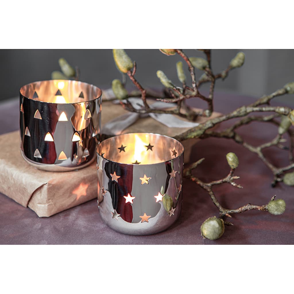 Fink Teelichthalter »LUCY«, (Set, 2 St.), mit ausgestanzten Sternen
