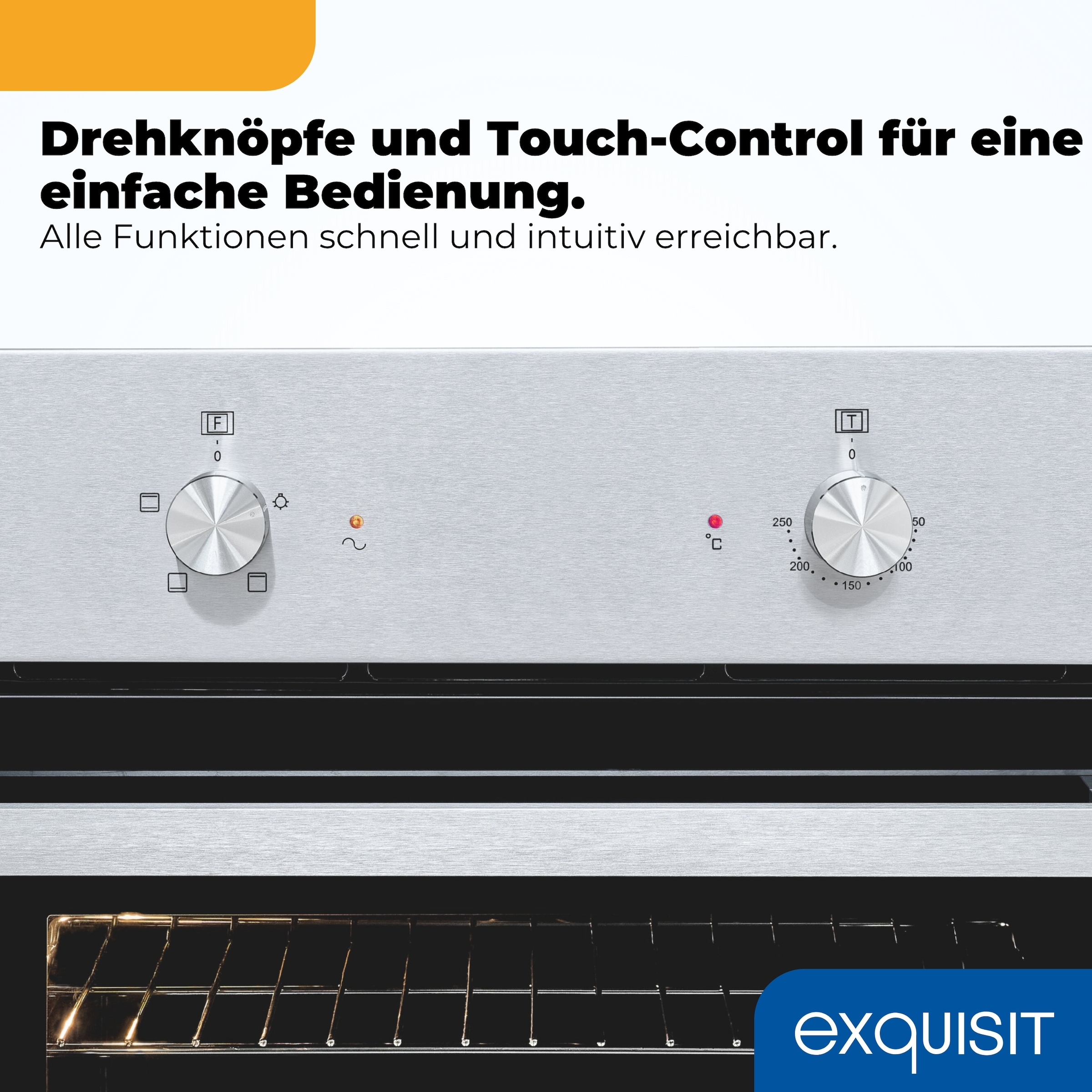 exquisit Backofen-Set »EBE555-120« Set, 2 Stk. tlg. Autarker Einbau-Ofen mit Ober-/Unterhitze, Sensor-Kochfeld