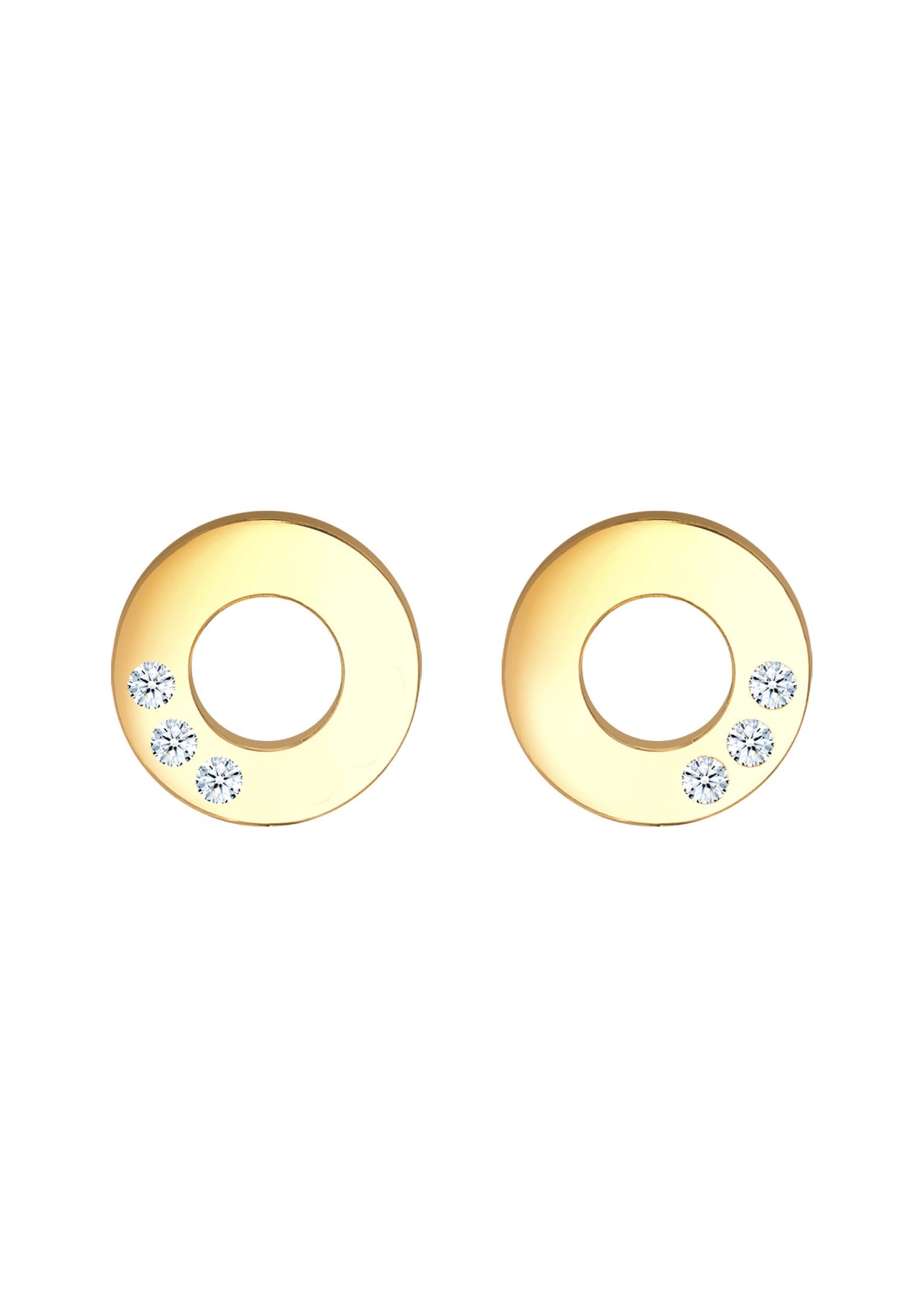 Elli DIAMONDS Paar Ohrstecker »Ohrstecker Kreis Diamant Brillantschliff (0.03 ct) 585 Gelbgold«