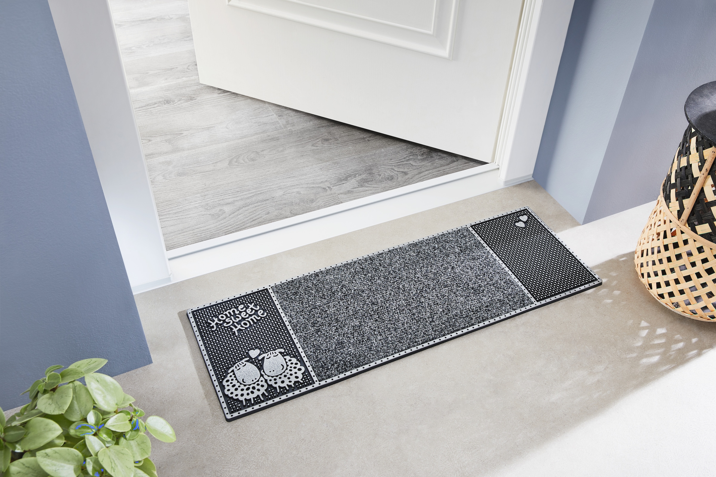 Home2Fashion Fußmatte »CC Clean Merino«, rechteckig, 8 mm Höhe, schmale Schmutzfangmatte, mit Spruch, robust, In- und Outdoor geeignet