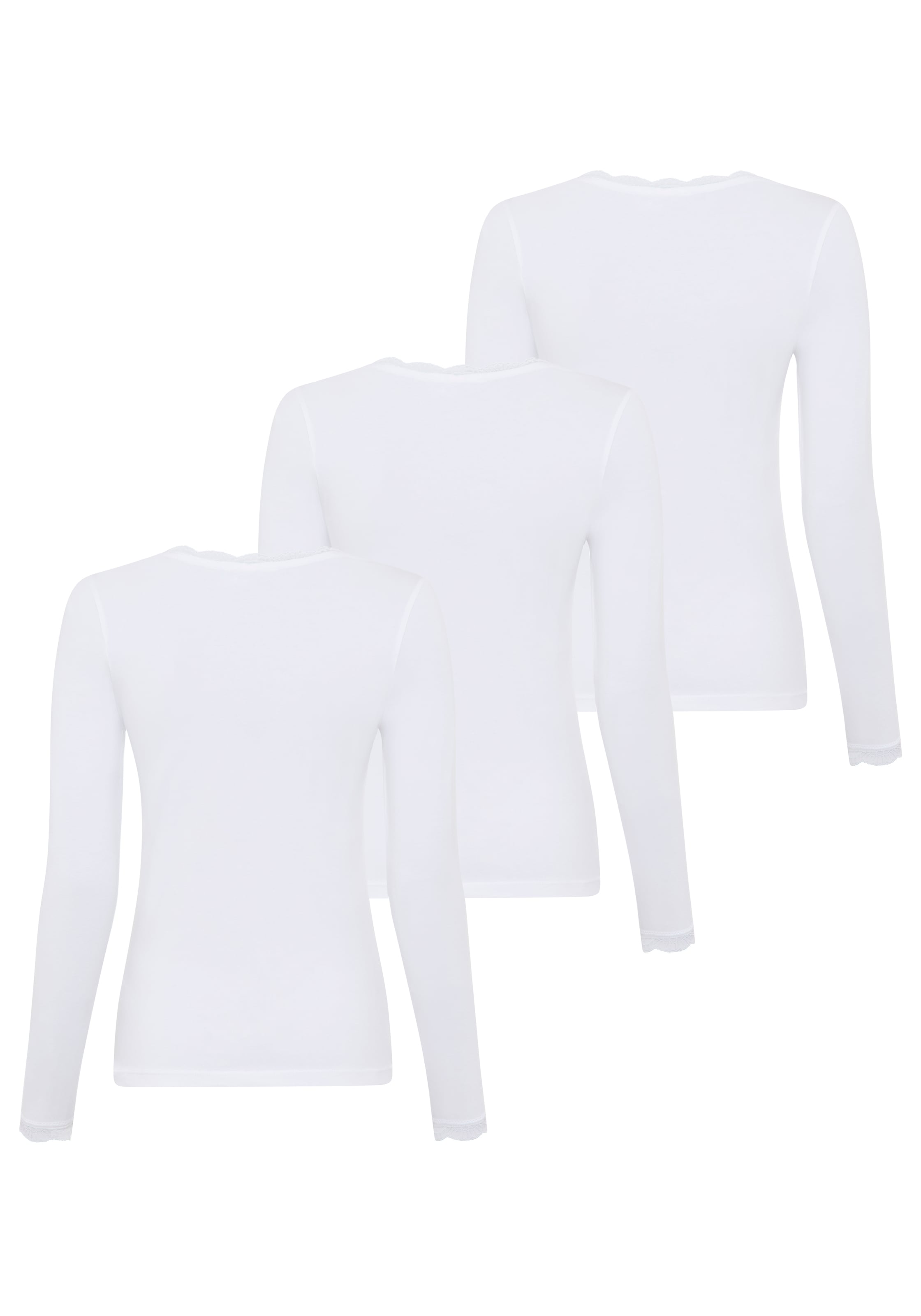 YSABEL MORA Langarmshirt »BASIC COLLECTION COTTON WITH LACE« 3er Pack,  das perfekte Basic-Longsleeve für jeden Tag