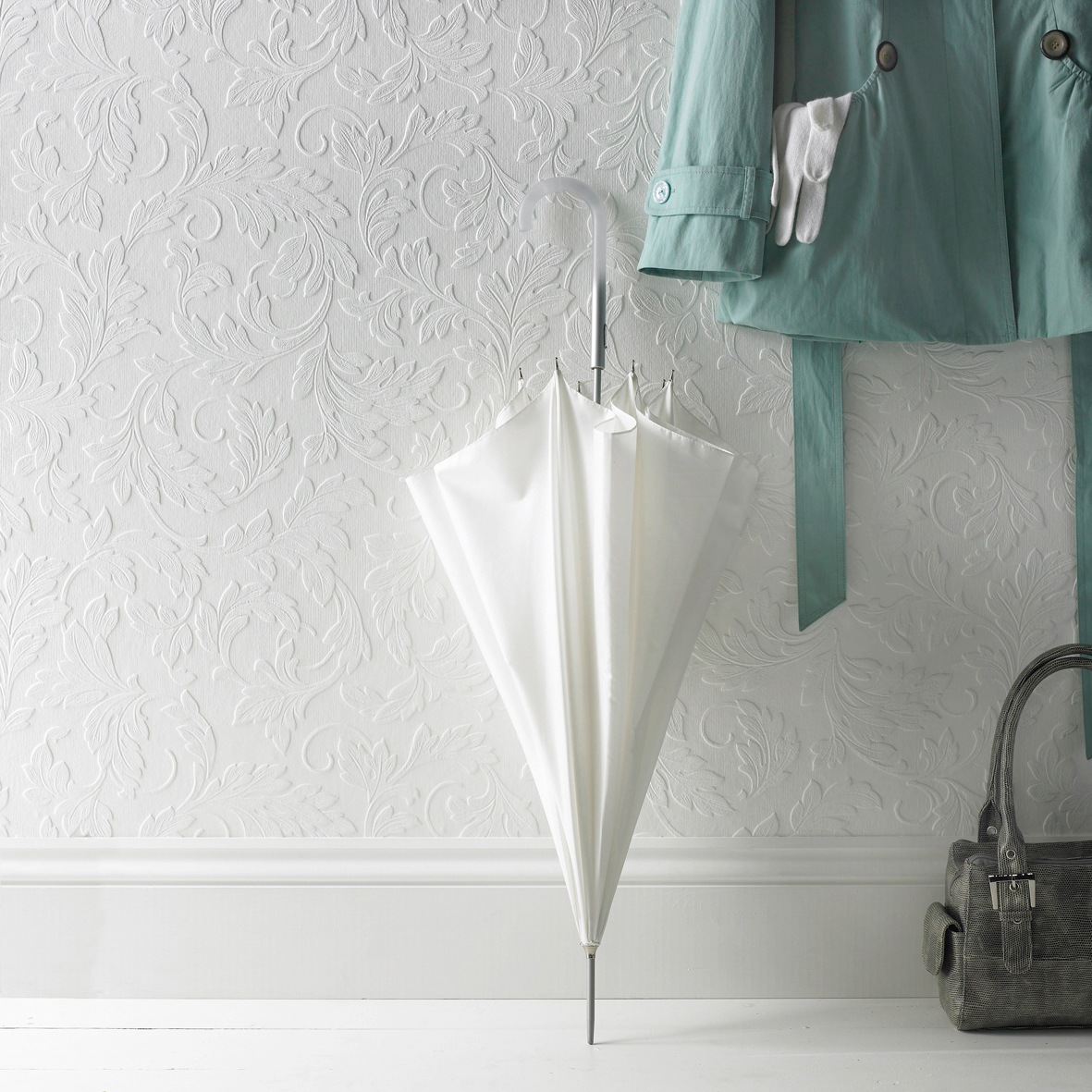 WOW Papiertapete »Acanthus« uni aufgeschäumt Weiß - 10m x 52cm günstig online kaufen