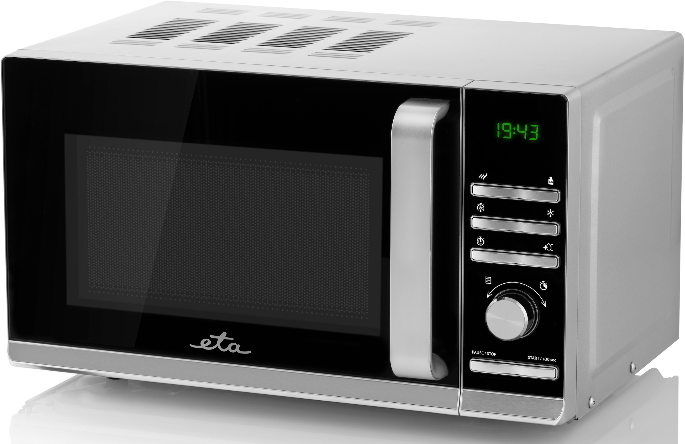 eta Mikrowelle »Galeto ETA121090000«, Mikrowelle, 1200 W, silber, mit 3 Auftaufunktionen und 700 Watt