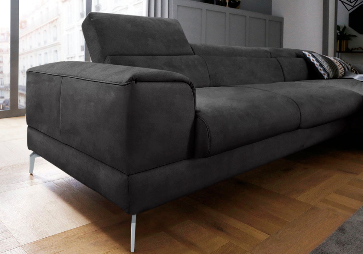 W.SCHILLIG Ecksofa »piedroo, Designsofa mit tollem Sitzkomfort, bequem und elegant, L-Form«, Kopfteilverstellung, wahlweise mit Sitztiefenverstellung, Breite 343cm