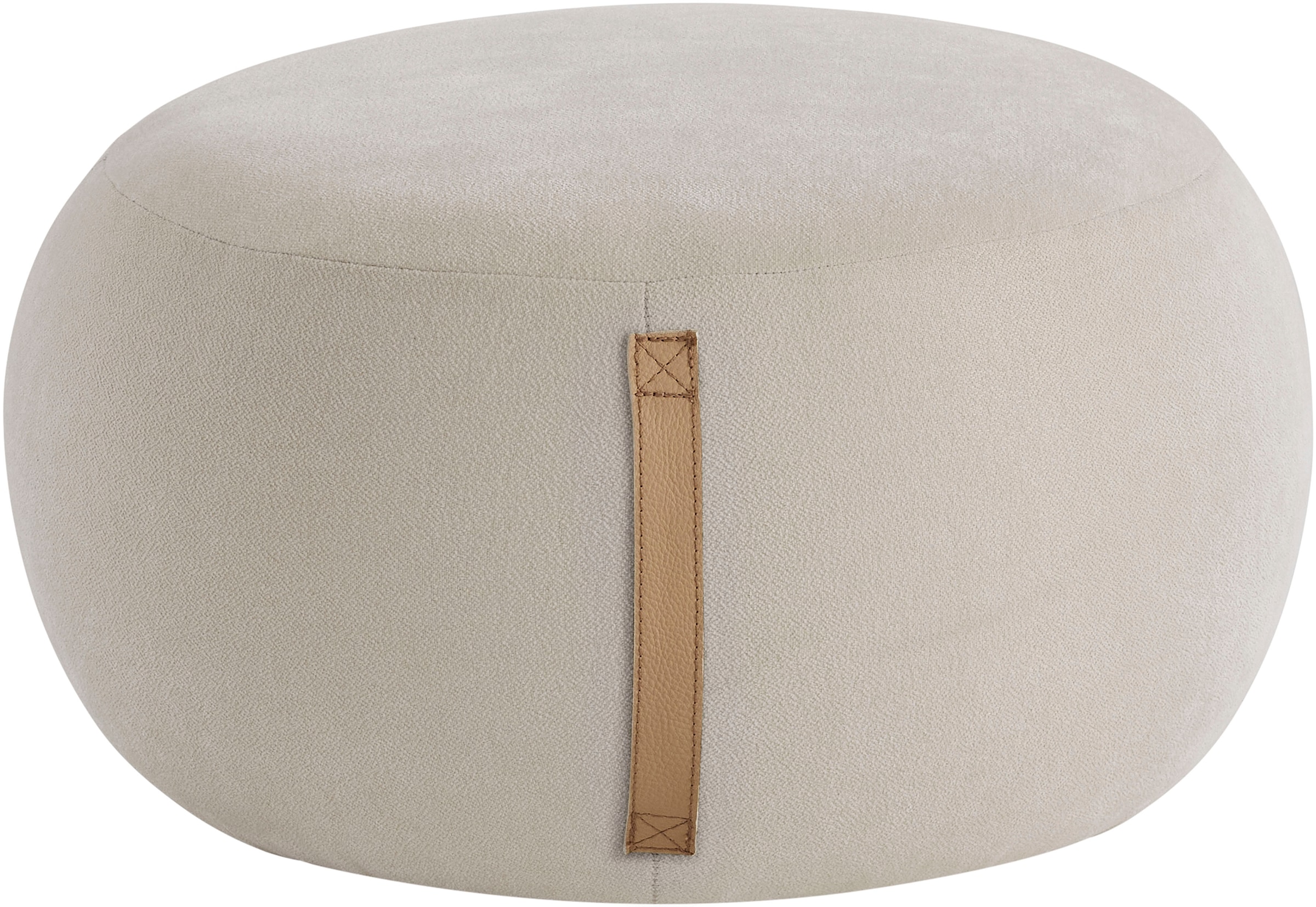 s.Oliver Hocker »Finnian, moderner Designhocker mit Lederriemen, softes Design« hochwertig, zum Wohlfühlen in Luxus-Microfaser/Struktur oder in Bouclé