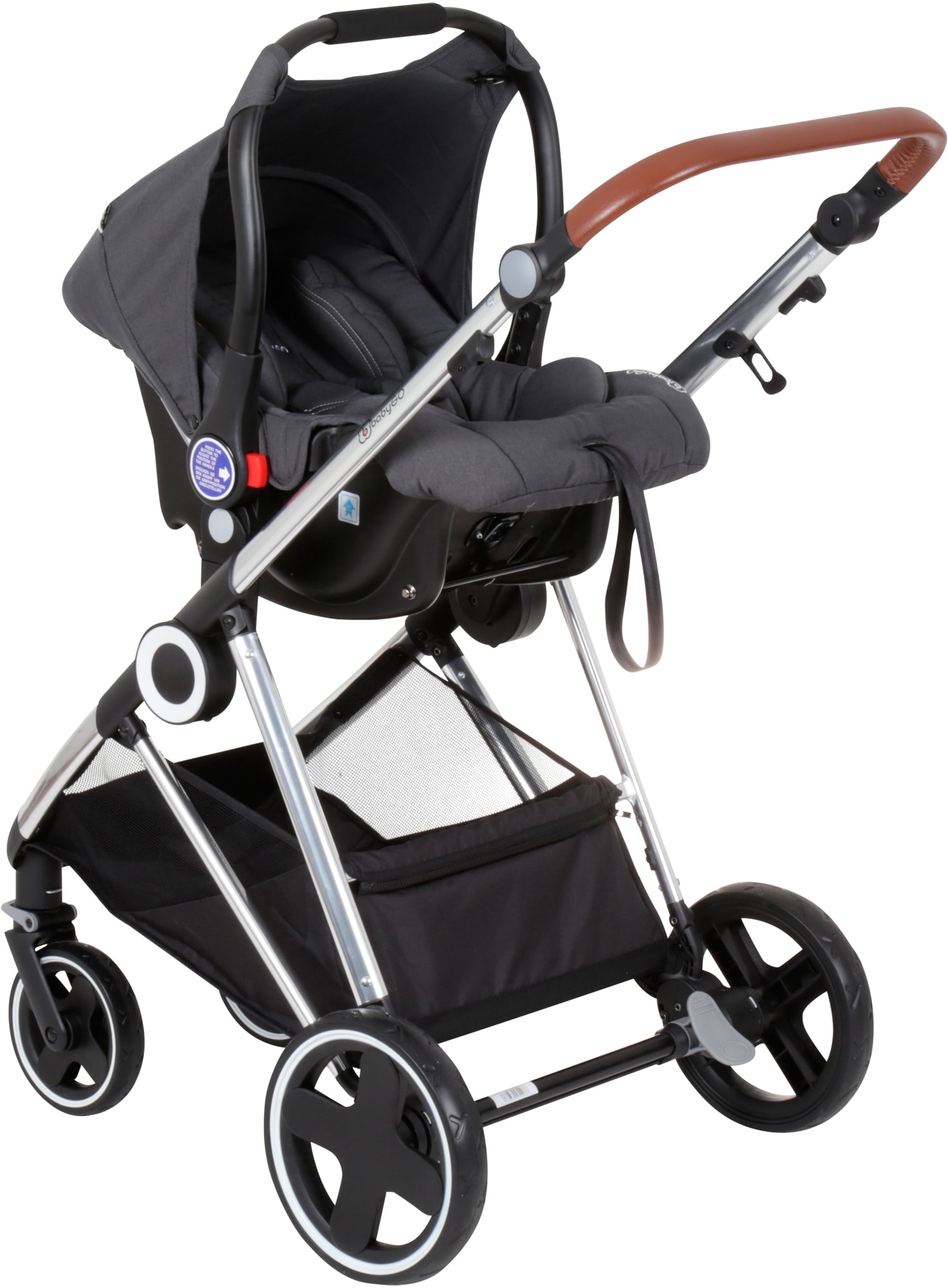 BabyGo Kombi-Kinderwagen »Halime 3in1, Grey Black«, inklusive Babywanne, Babyschale, Regenhaube & Wickeltasche