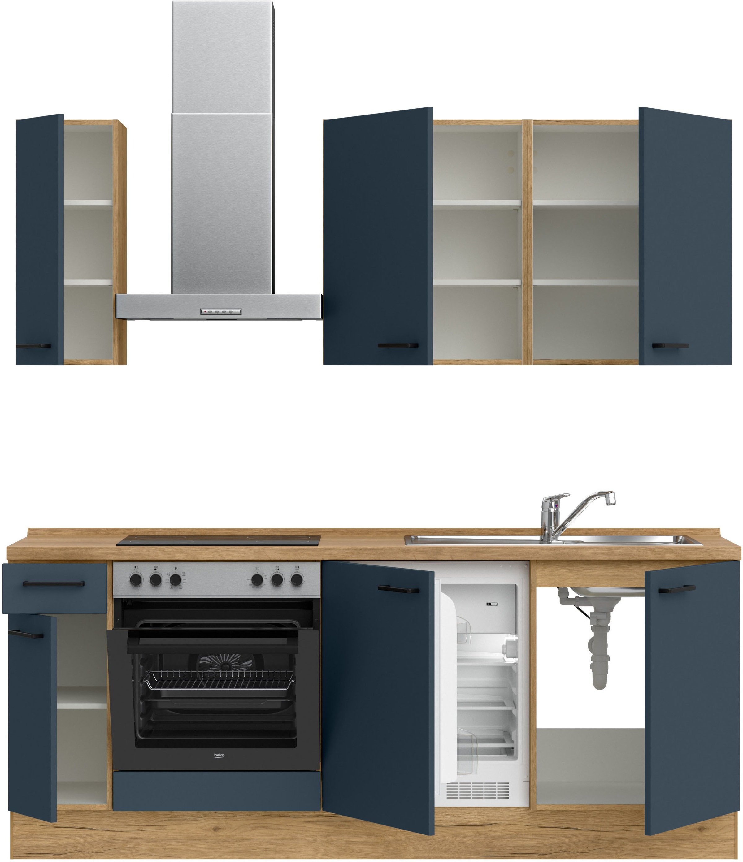 nobilia® Küchenzeile »"Easytouch I"«, vormontiert, Ausrichtung wählbar, Breite 210 cm, wahlw. mit E-Geräten