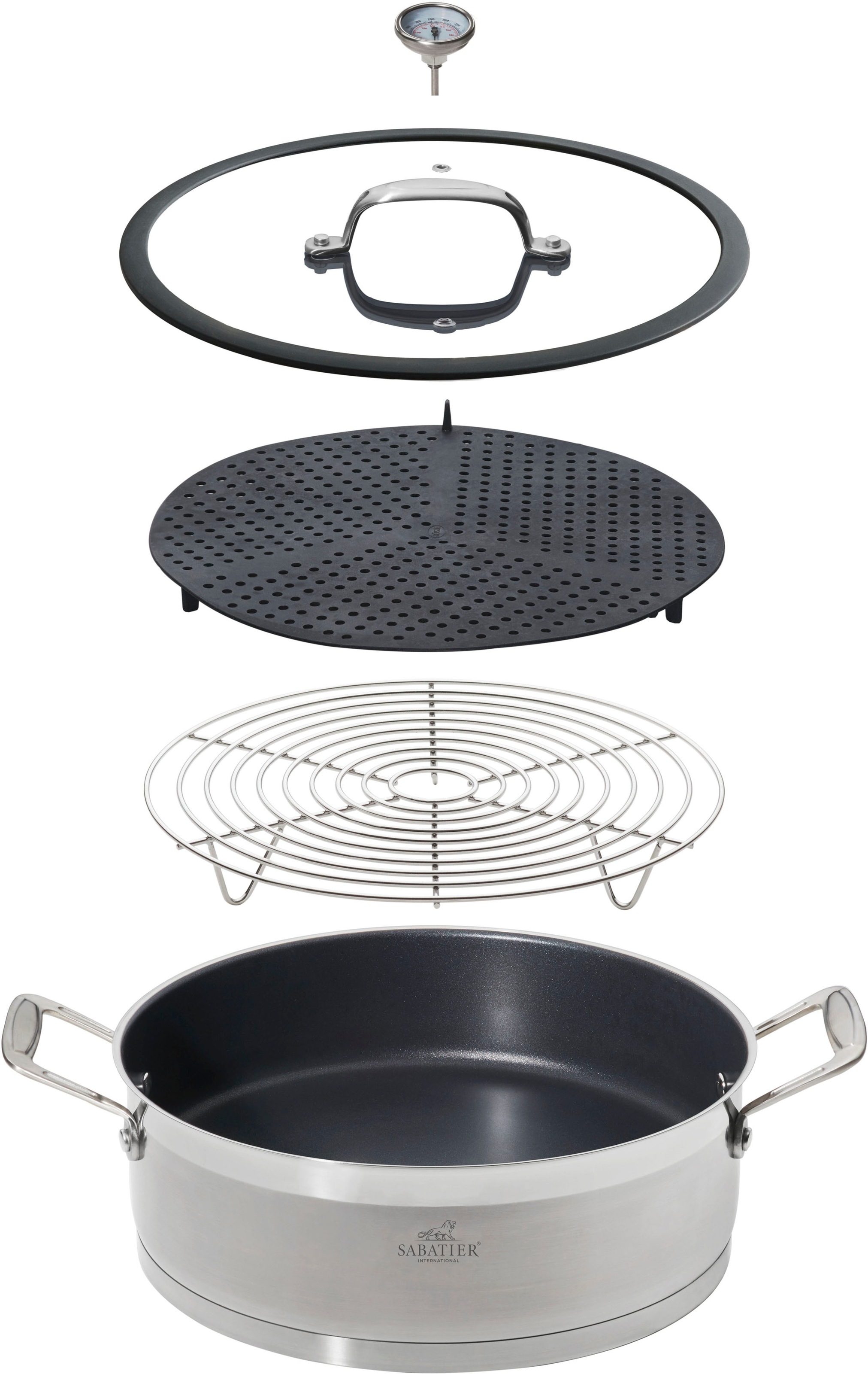 SABATIER International Servierpfanne Edelstahl 18/10 1xDampfgarer, 1xGarros günstig online kaufen