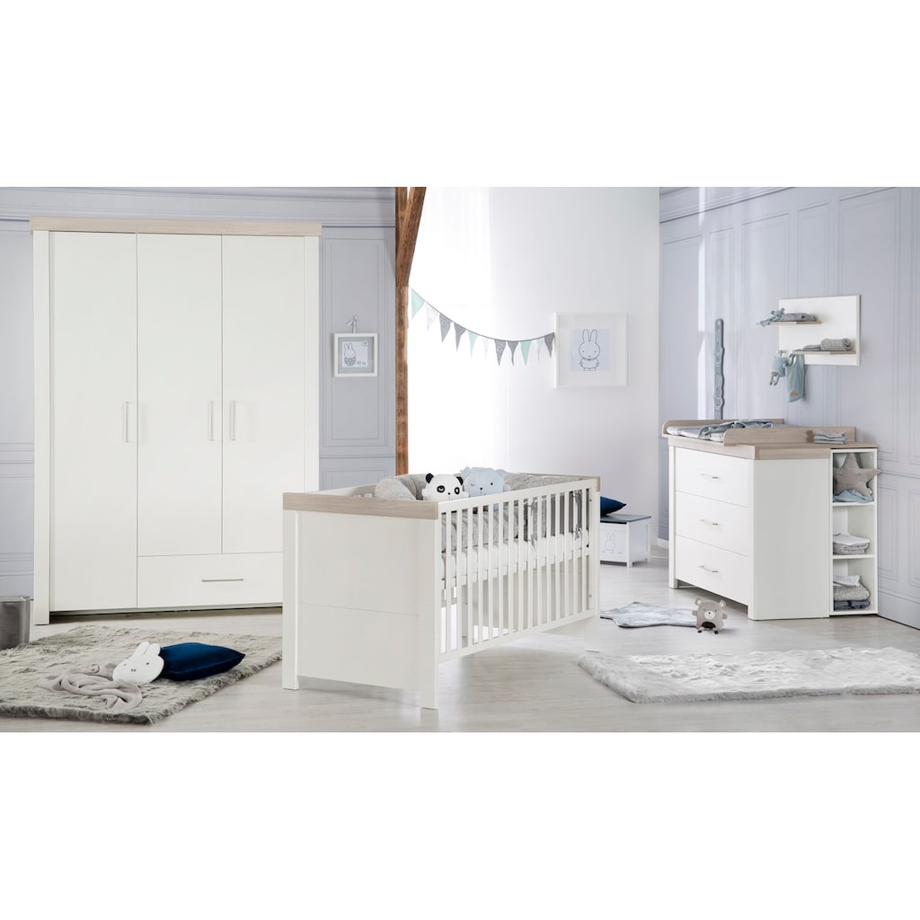 roba® Babyzimmer-Komplettset »Lucy«, (Set, 3 St., Gitterbett, Schrank, Wickelkommode), Made in Europe; mit Kinderbett, Schrank und Wickelkommode