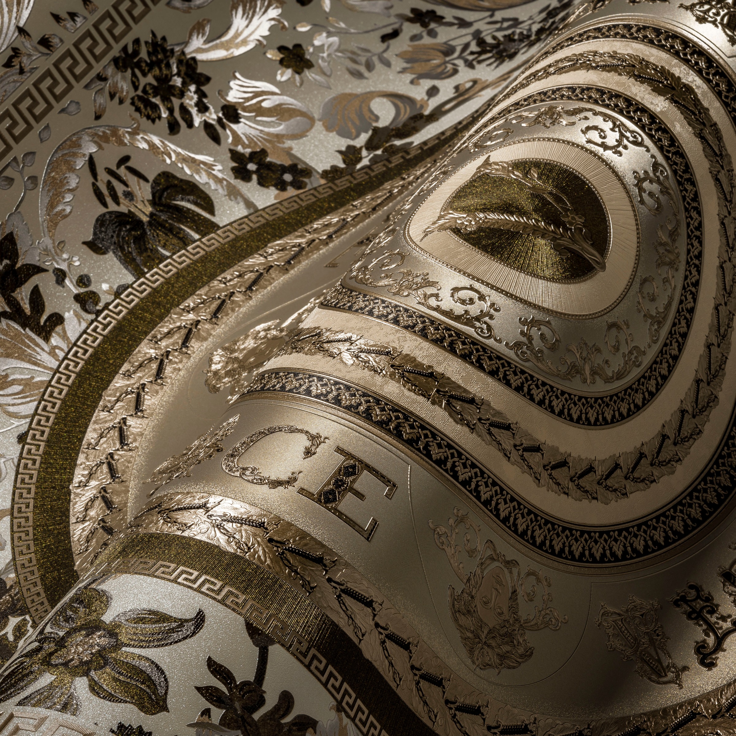 Versace Vliestapete »Wallpaper Versace 5 Floral Design«, leicht glänzend-gemustert-abstrakt, Designertapete auffallende Fliesen-Tapete Tapeten Wohnzimmer modern