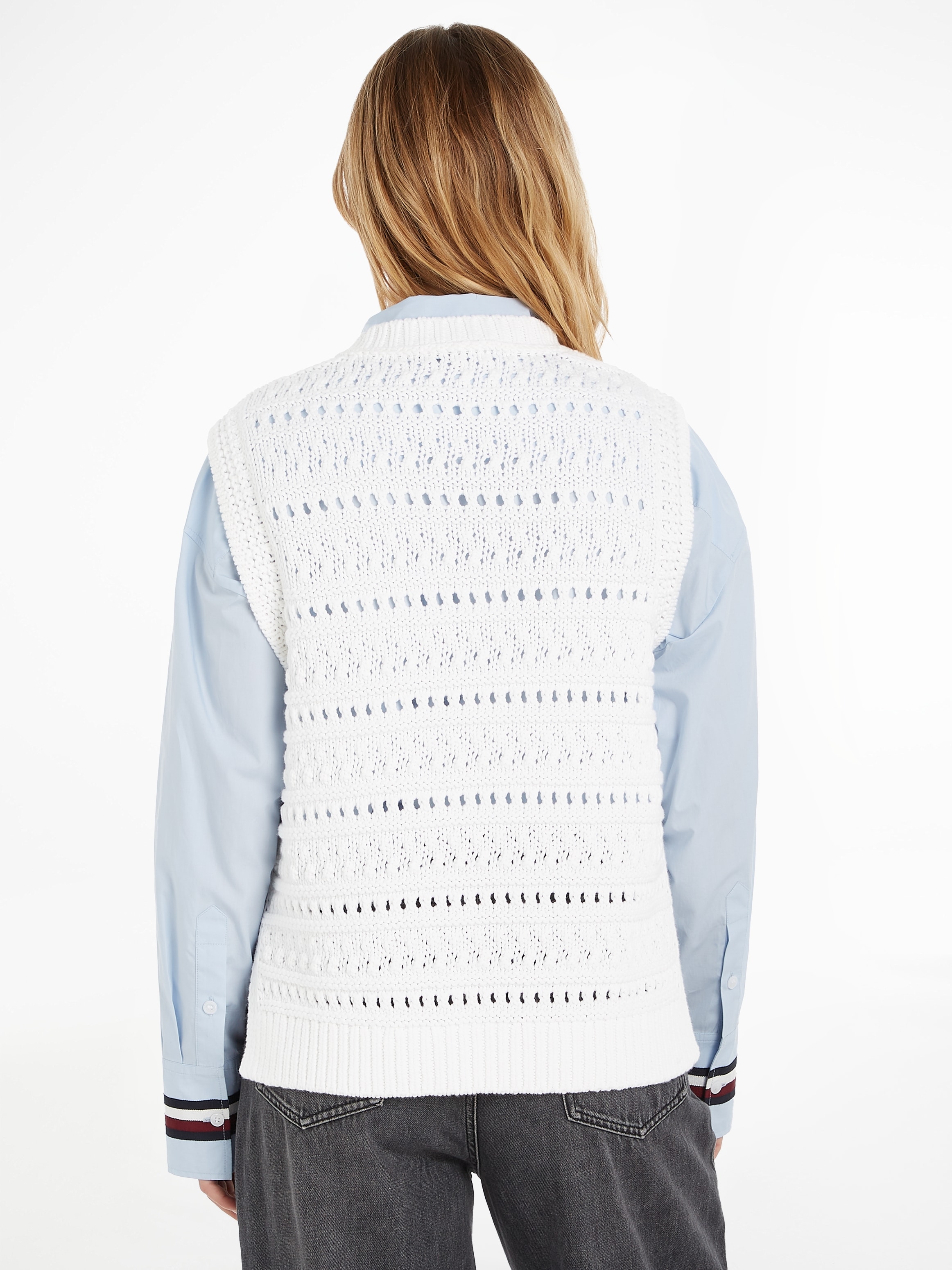 Tommy Hilfiger Pullunder »CROCHET C-NK SWEATER VEST«, in angesagter Häkeloptik