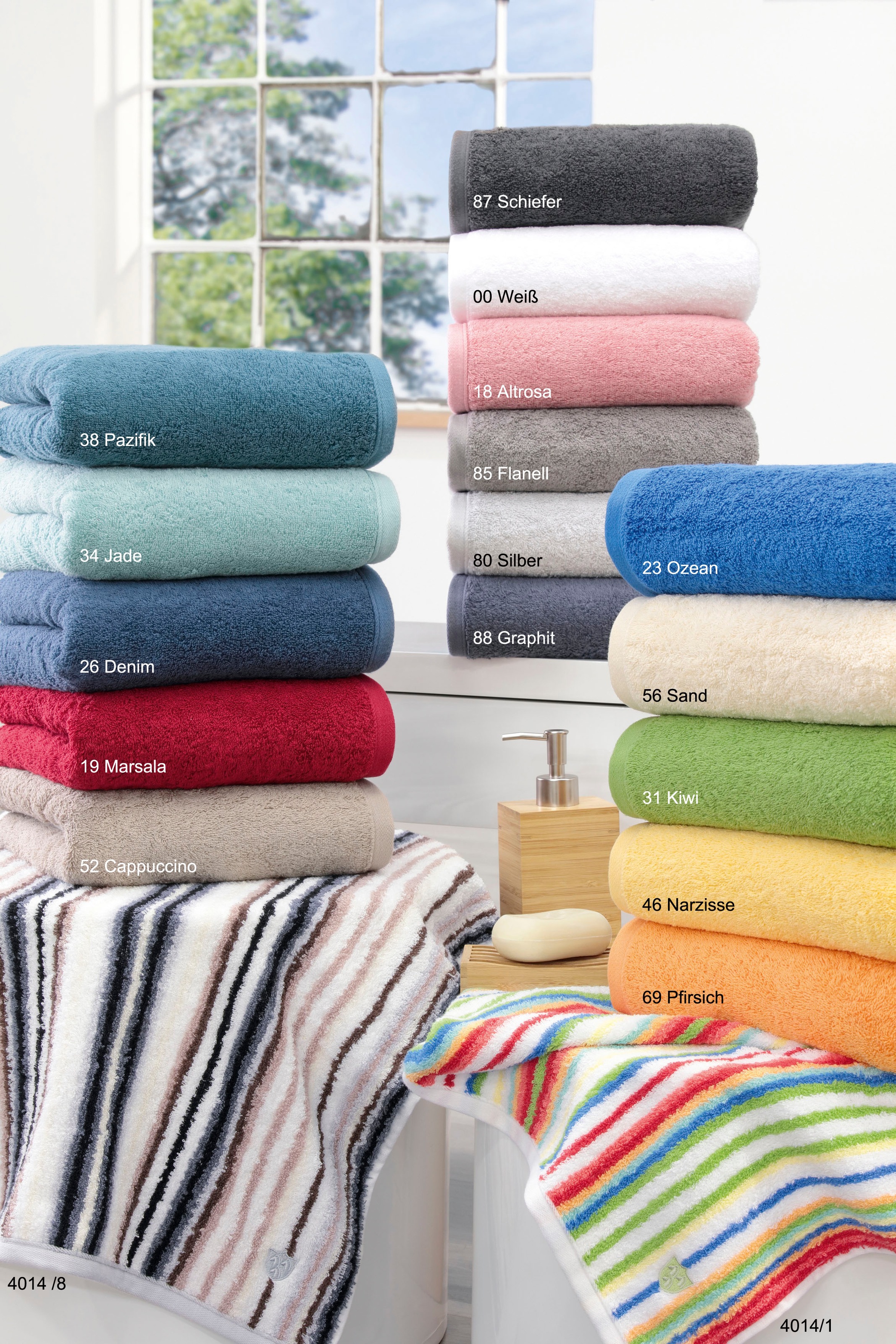 ROSS Duschtuch »Multicolor« mit Streifen und gesticktem ROSS-Emblem