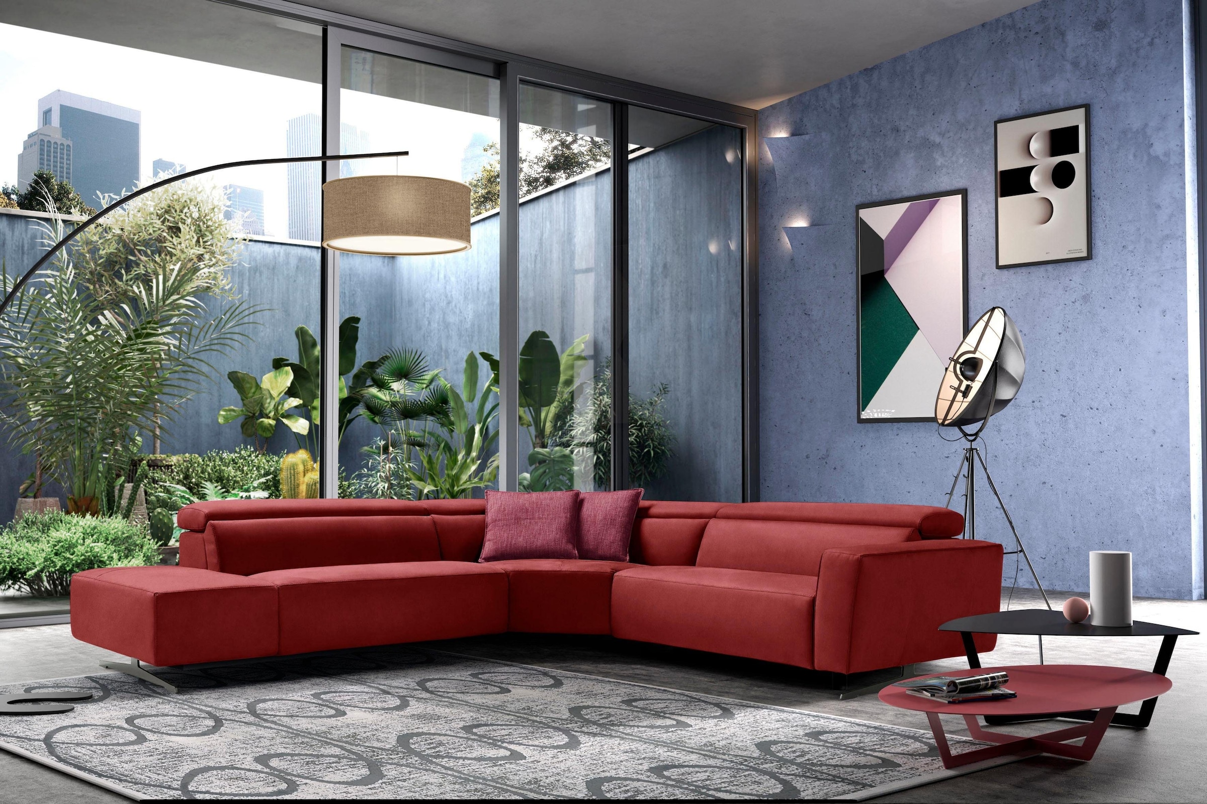 Egoitaliano Ecksofa »Stefanie-e, Designsofa der Extraklasse, bequem mit hohem Sitzkomfort« mit Relaxfunktion und verstellbaren Kopfteilelementen