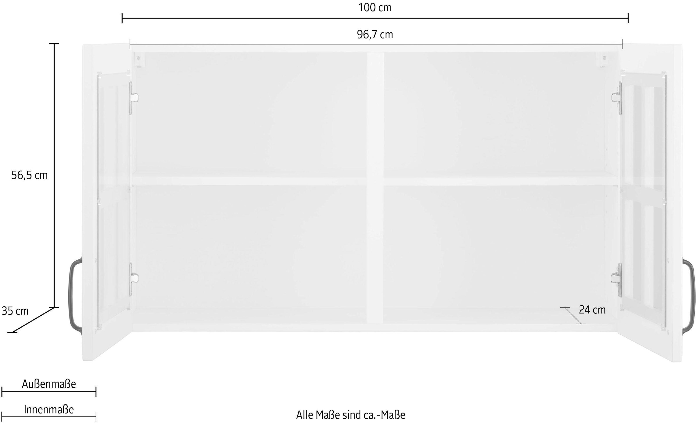 wiho Küchen Glashängeschrank »Erla, TOPSELLER« Front mit Glaseinsatz