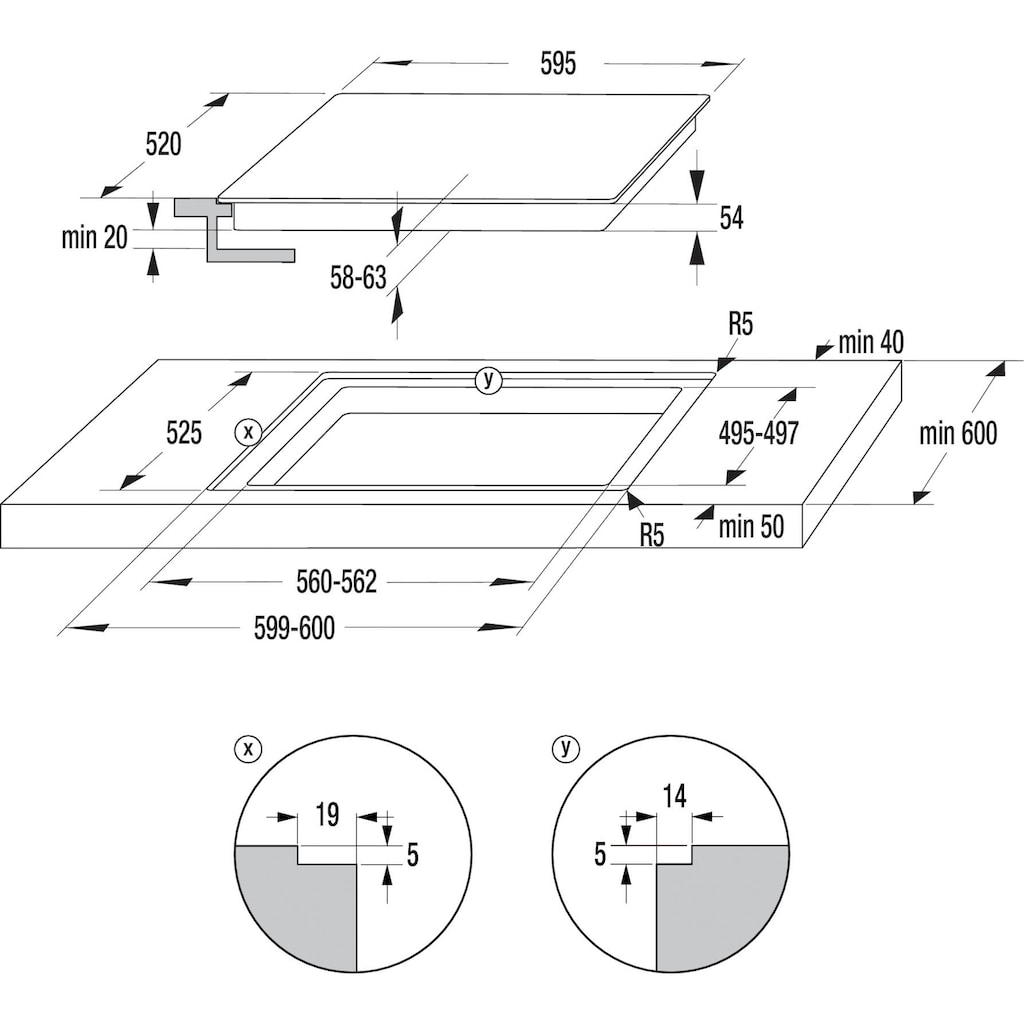 GORENJE Induktions Herd-Set »Black Set 4 Induktion«, BCIX6737E05BG, mit 1-fach-Teleskopauszug, Aqua Clean, (Set)