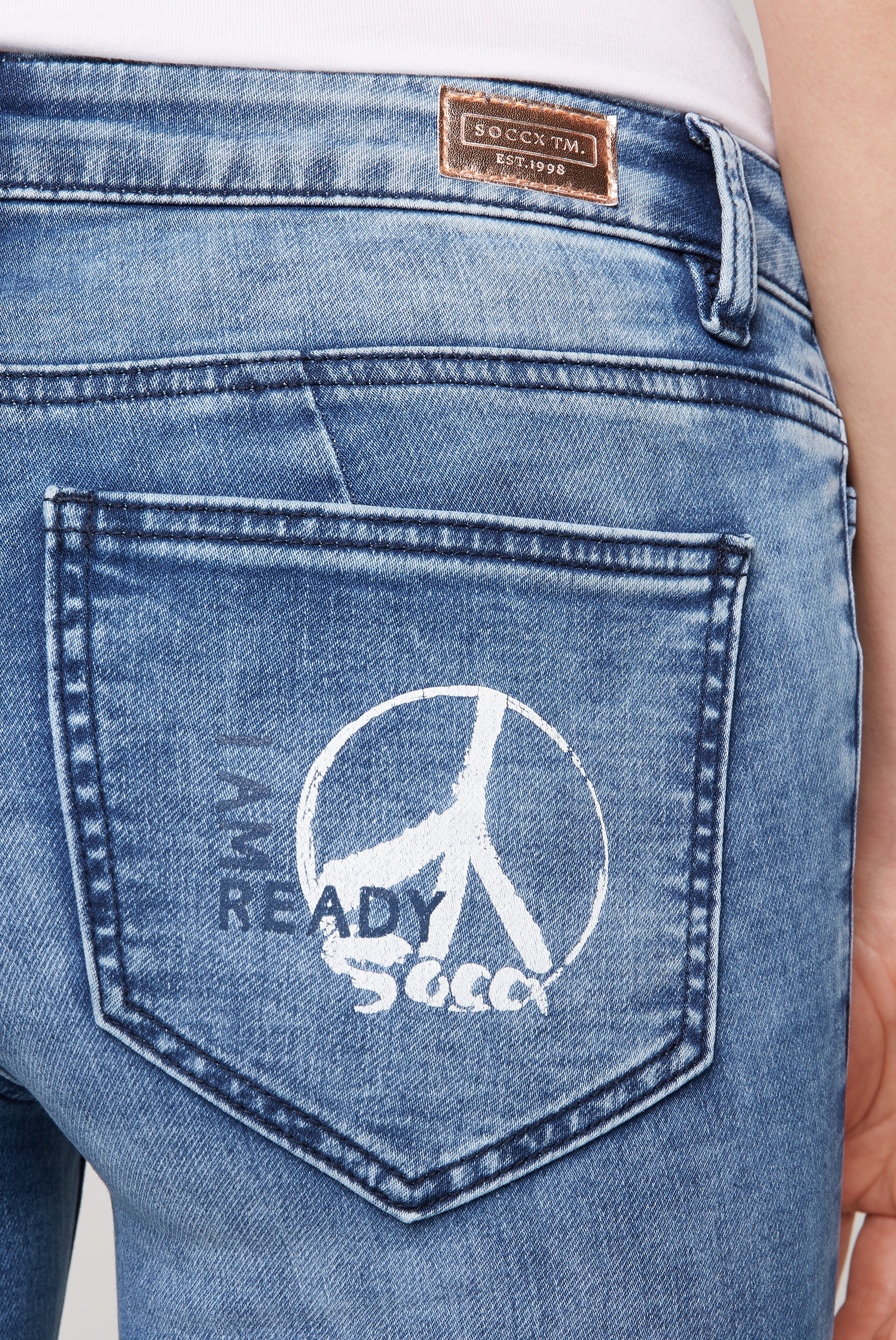 SOCCX Slim-fit-Jeans, mit Wording-Print