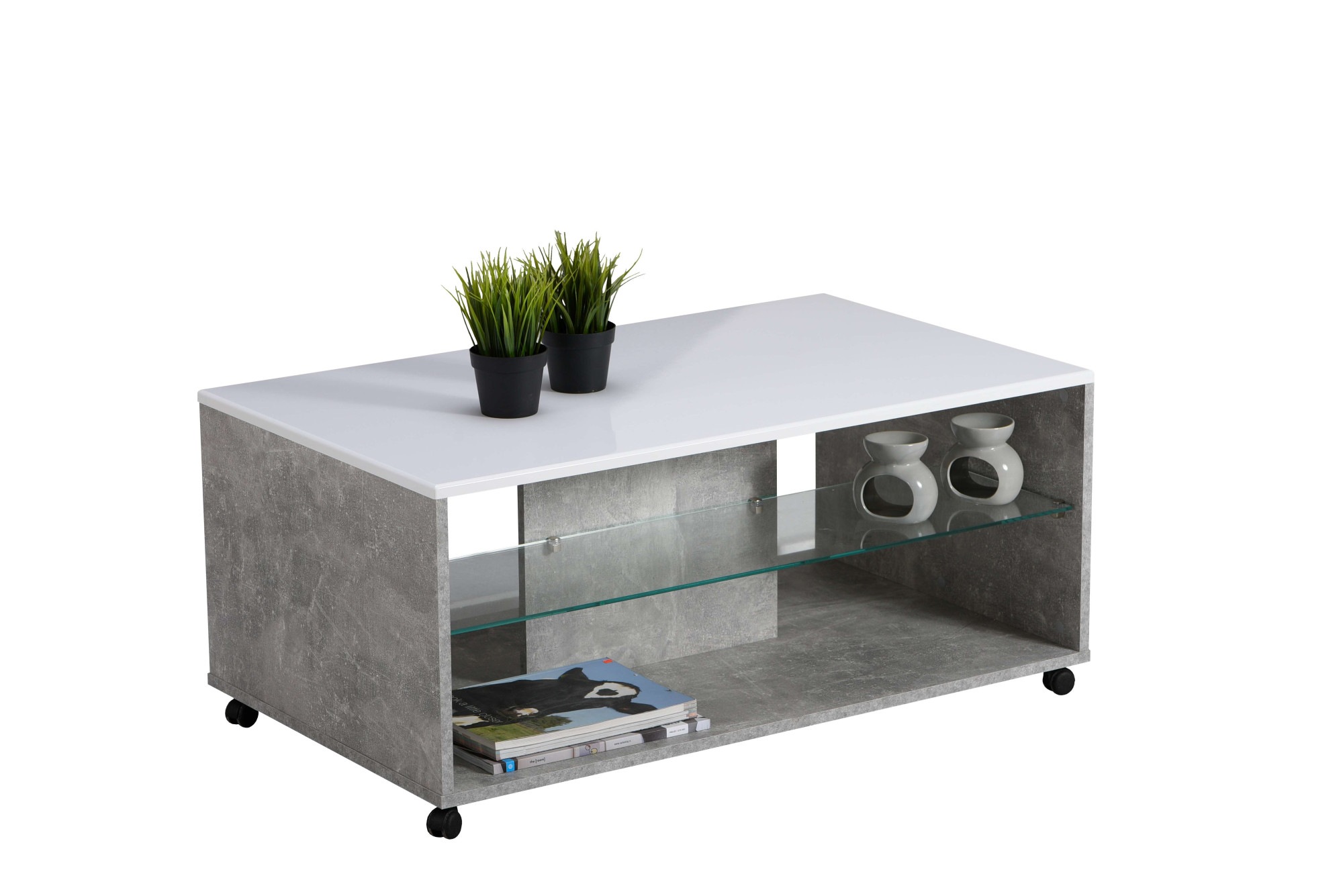 Home affaire Couchtisch »Bert Kaffetisch, 100 cm, in trendigen Farben, modern«, Hochglanzplatte, mit Rollen