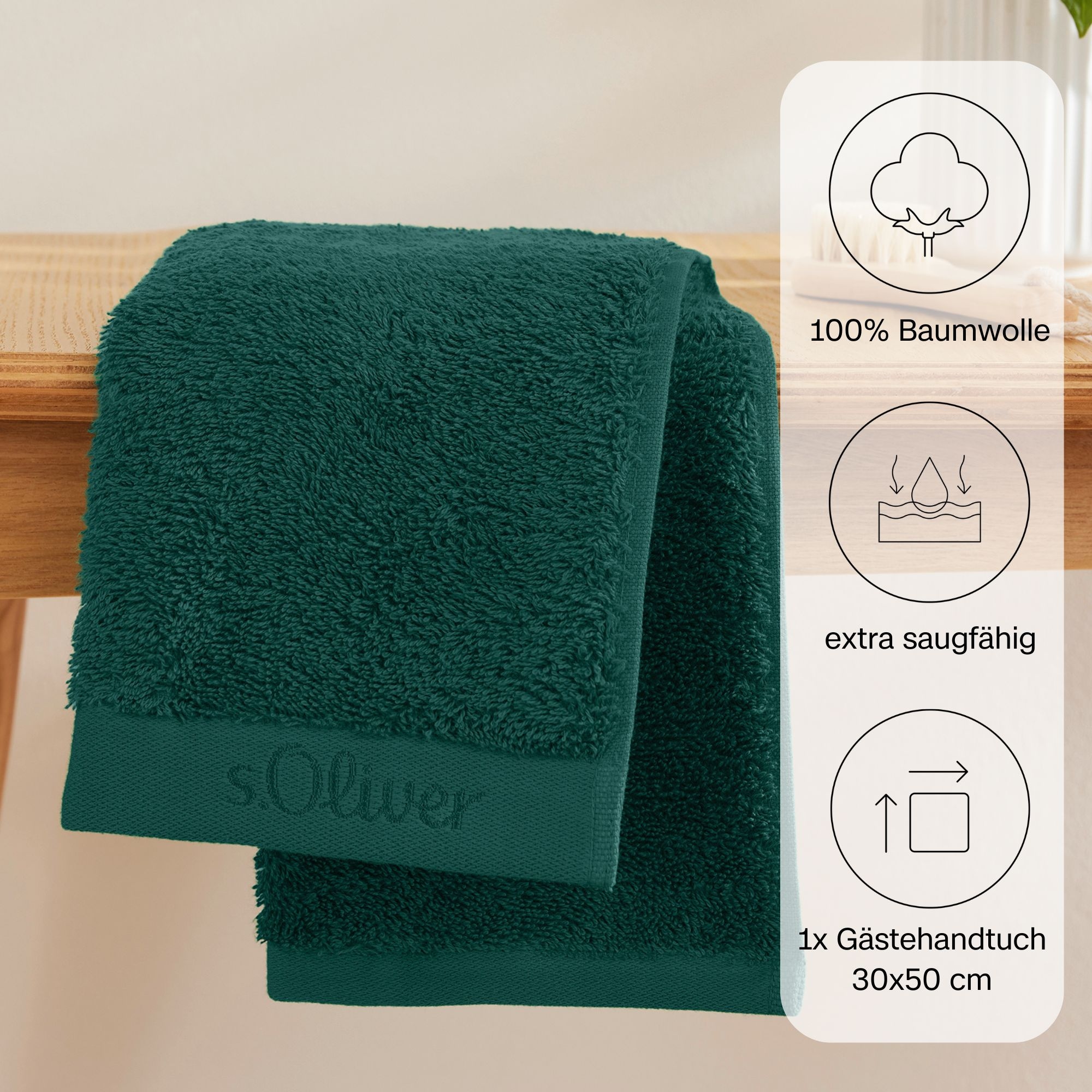 s.Oliver Gästehandtuch »s.Oliver, Premium Qualität, 600 gr/m², auch als Sets erhältlich«, (1 St., Gästehandtuch 30 x 50 cm), große Farbauswahl, auch als Duschtuch, Waschhandschuh, Handtuch