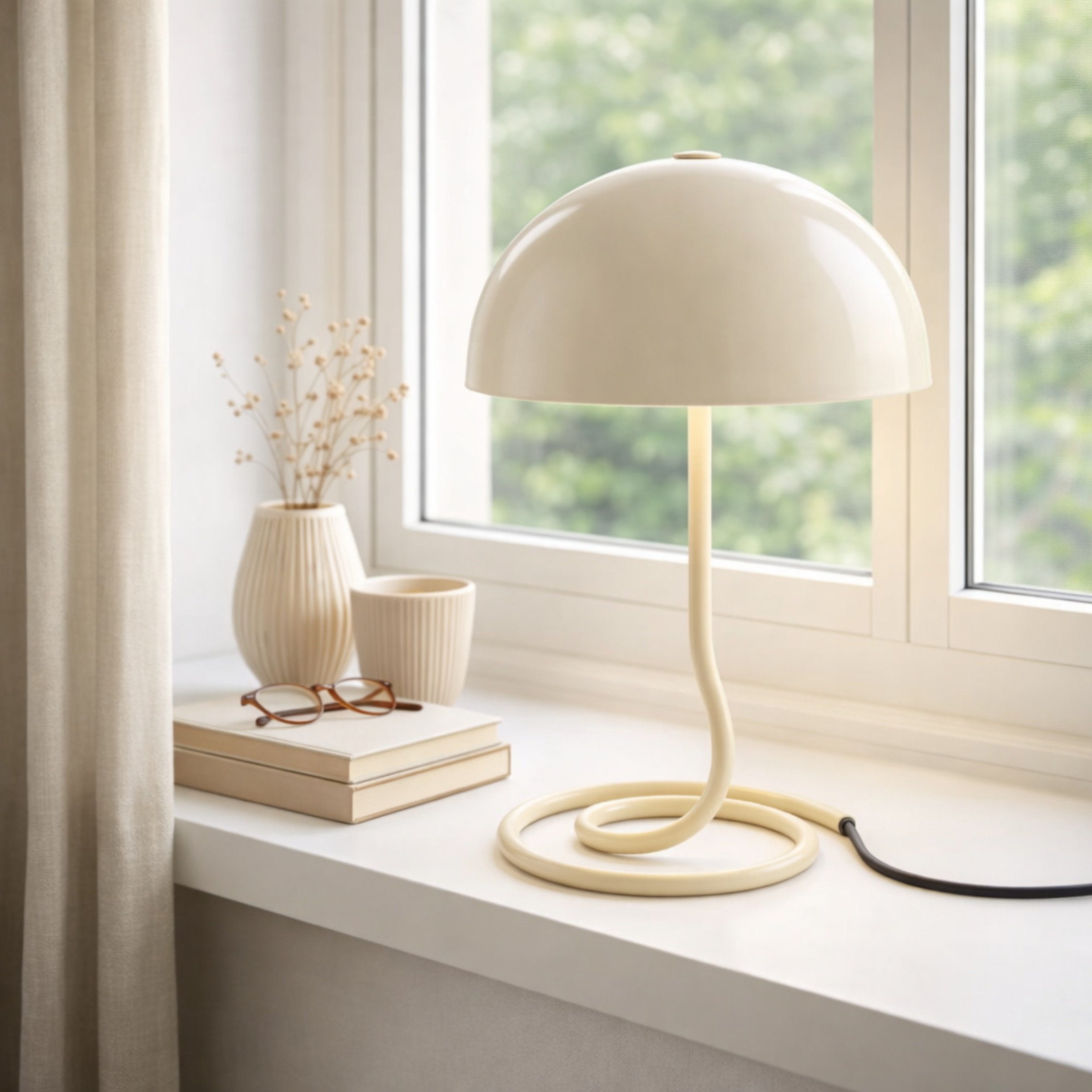 OTTO home Tischleuchte »Charlett Pilz Lampe« G9 1 Stk. Tischlampe, Ø 20 cm, Höhe 31 cm, Metall, Spiralfuß, Pilzleuchte, G9