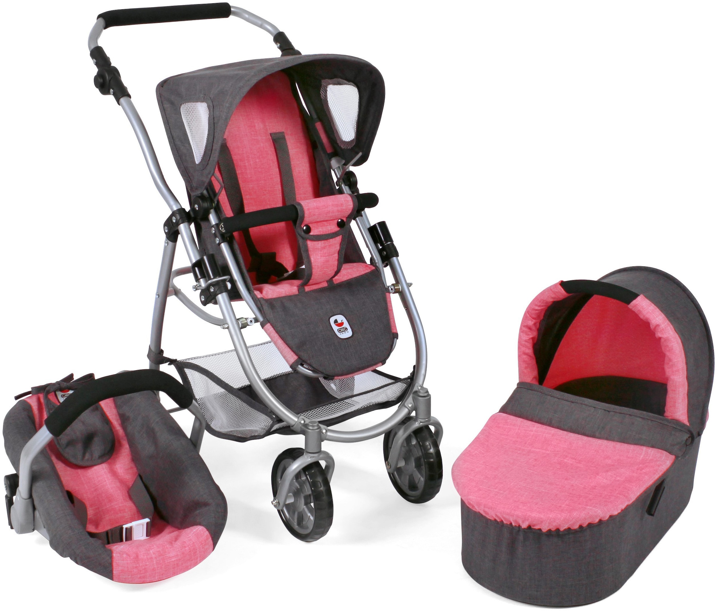 CHIC2000 Kombi-Puppenwagen »Emotion All In 3in1, Anthrazit-Pink«, inkl. Babywanne,... kaufen
