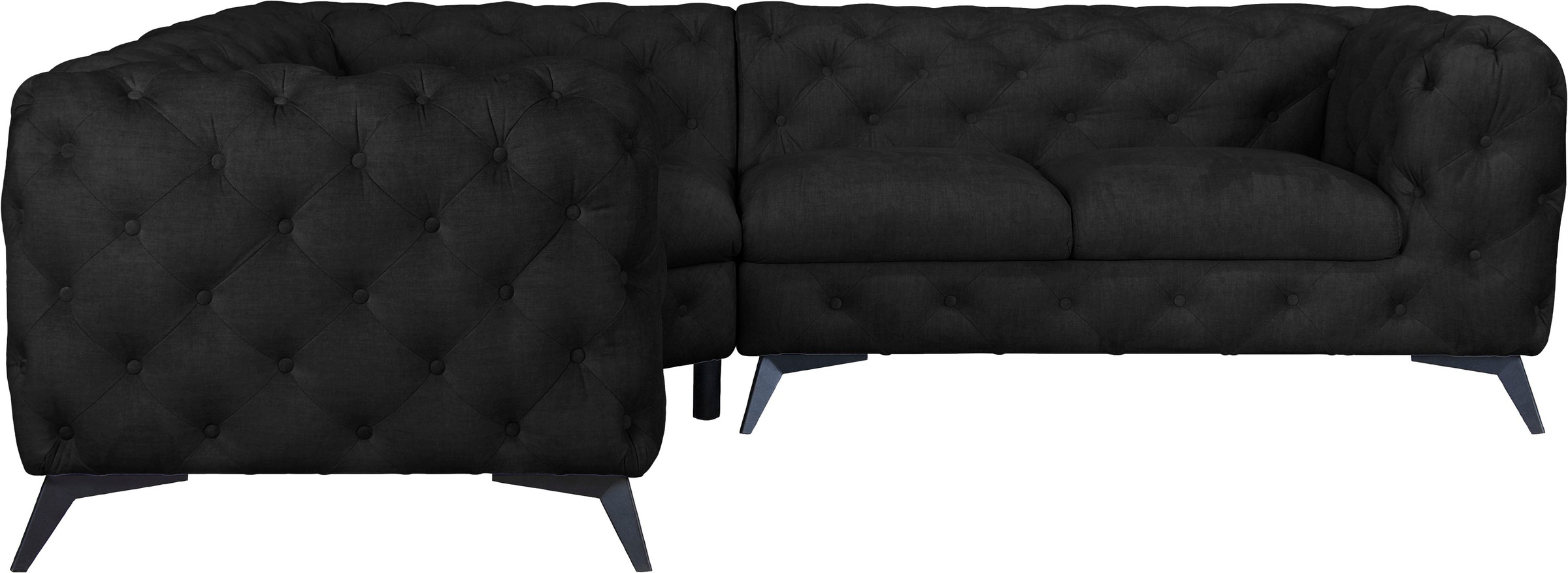Leonique Chesterfield-Sofa »Ecksofa GLYNIS L-Form mit Wellenunterfederung, günstig online kaufen