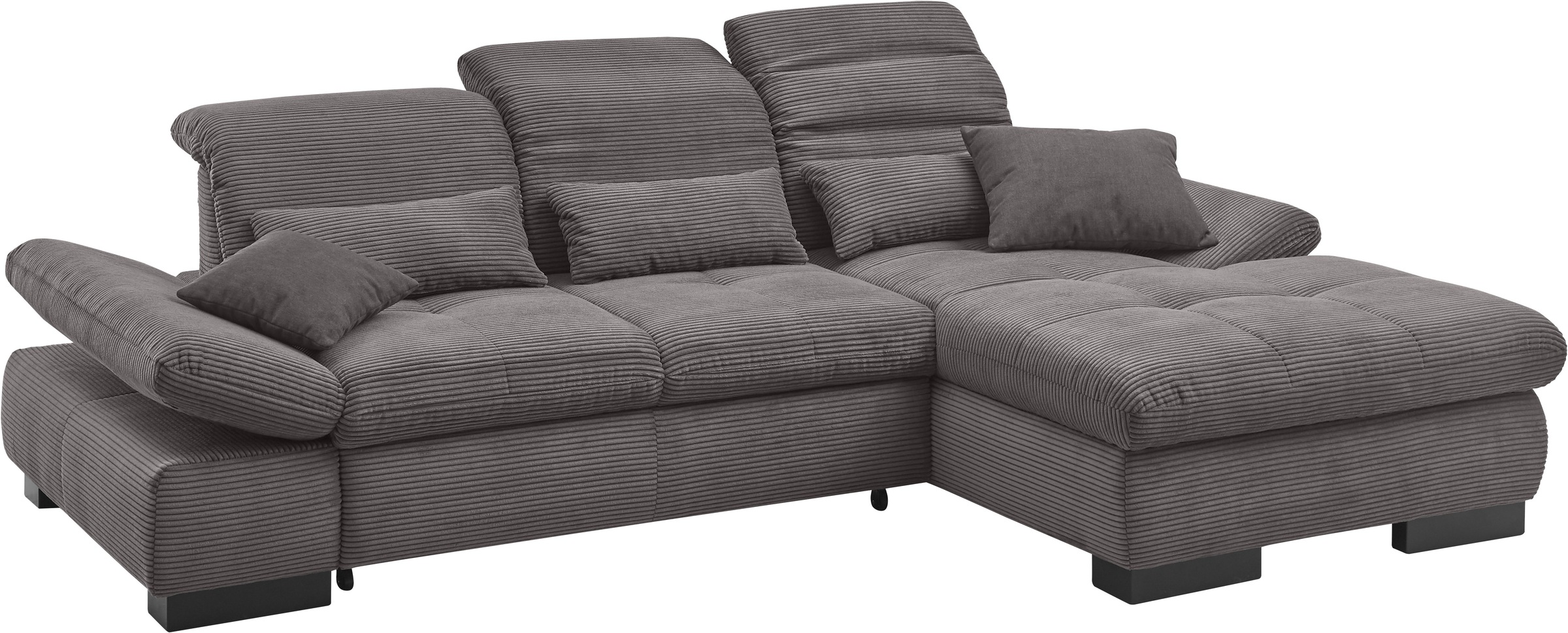 set one by Musterring Ecksofa »SO4100 V«, mit verstellbaren Kopfteilen, wahlweise mit Funktionen, Cord-Bezug