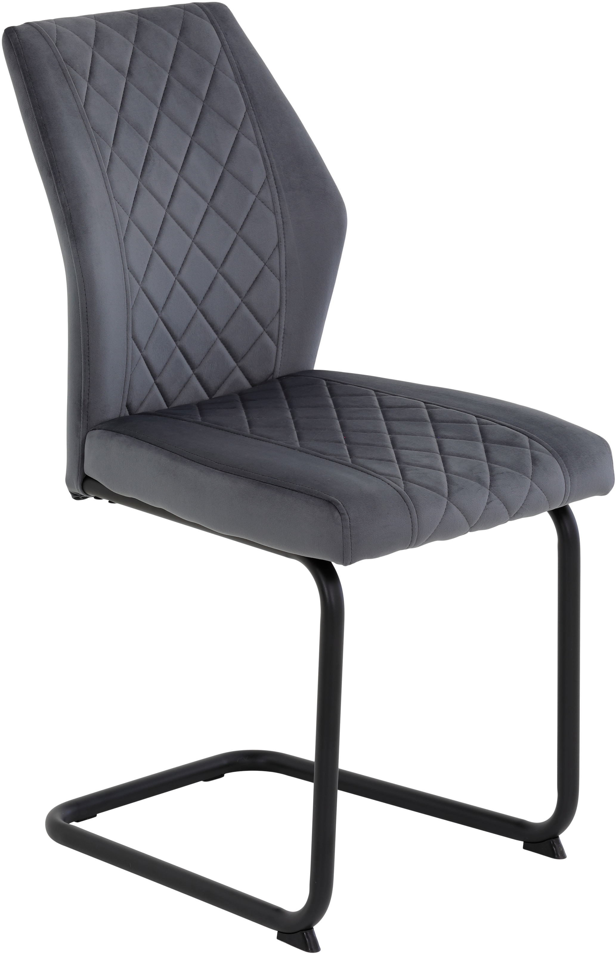 HELA Freischwinger »Freischwinger DALLAS 140kg belastbar, mit Rautensteppung«, (Set), 4 St., Samtvelours VELVET, Esszimmerstuhl, Rücken und Sitz ergonomisch gepolstert