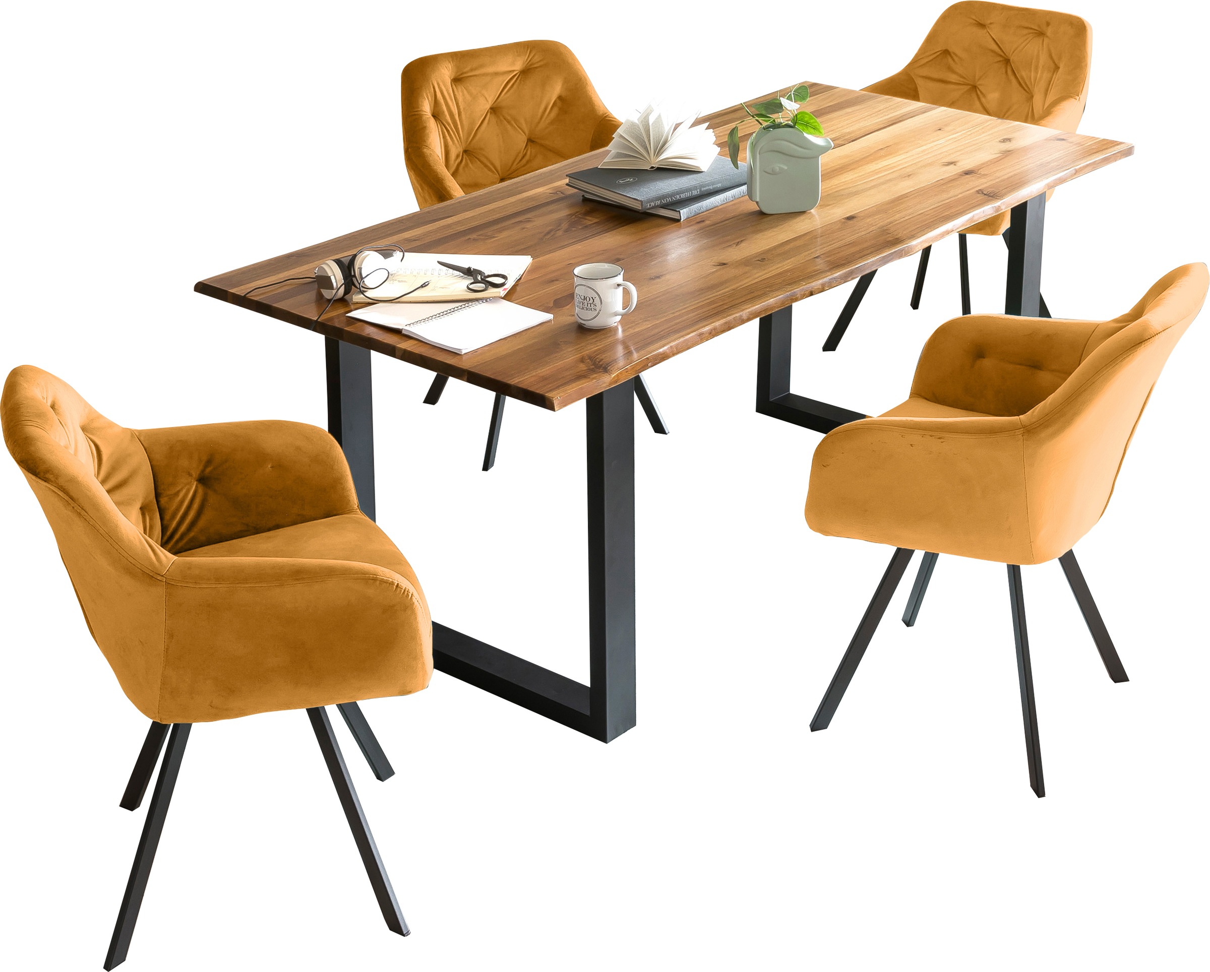 SalesFever Essgruppe, (Set, 5 tlg.), Stühle mit 360° Drehplatte, Tischplatt günstig online kaufen