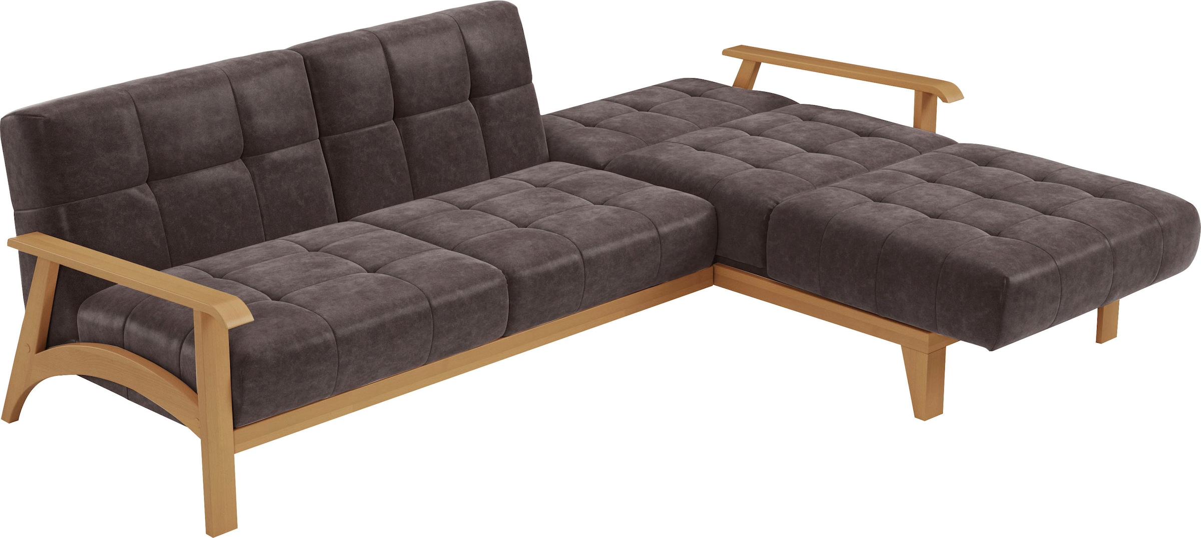 sit&more Ecksofa »Billund L-Form«, Armlehnen aus eichefarbigem Buchenholz, verschiedene Bezüge und Farben