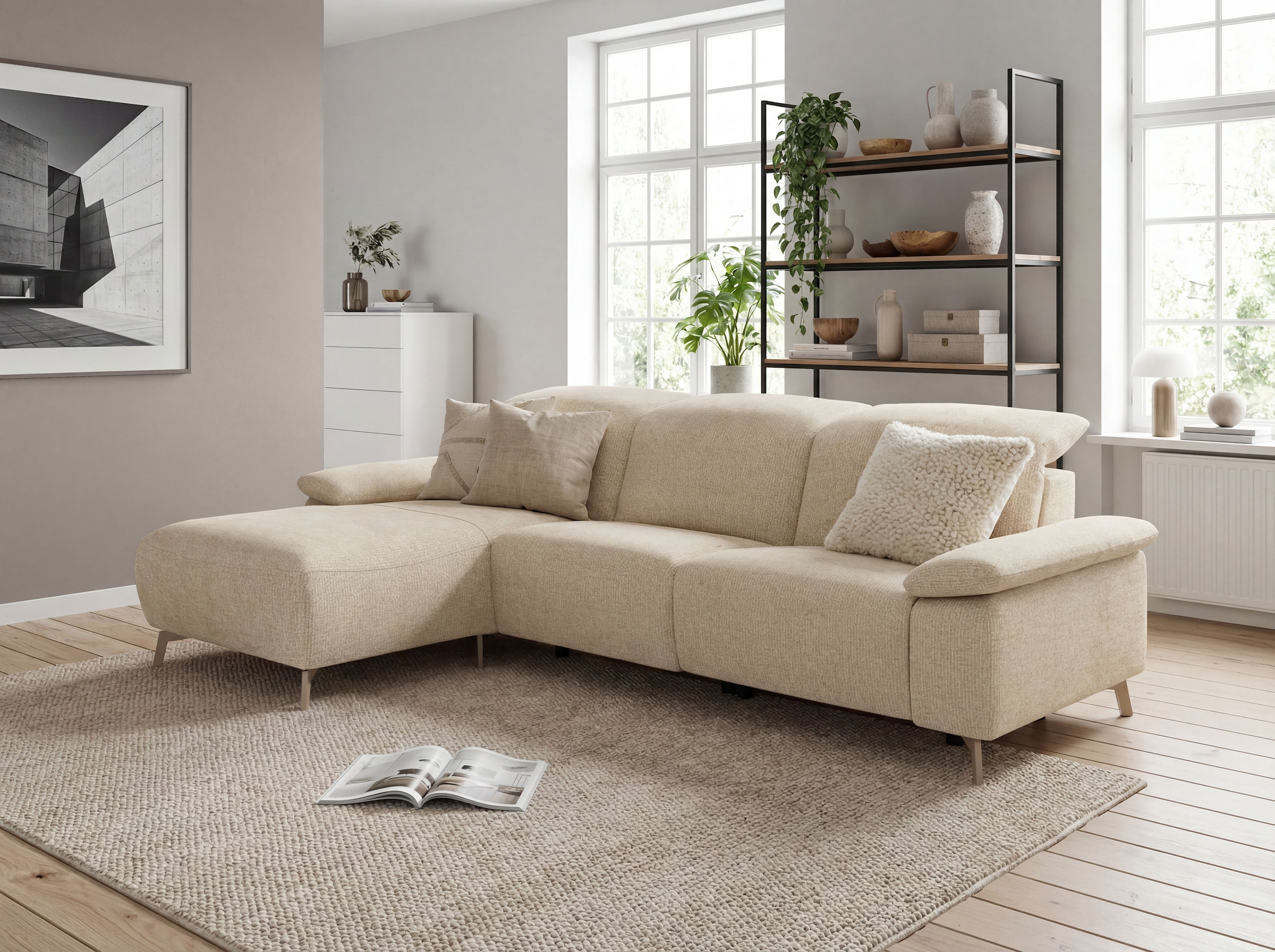 Musterring Ecksofa »MR 370, intelligenter Komfort im modernen Design« Optionale Relaxfunktion, flexible Kopfteile & klappbare Armlehnen