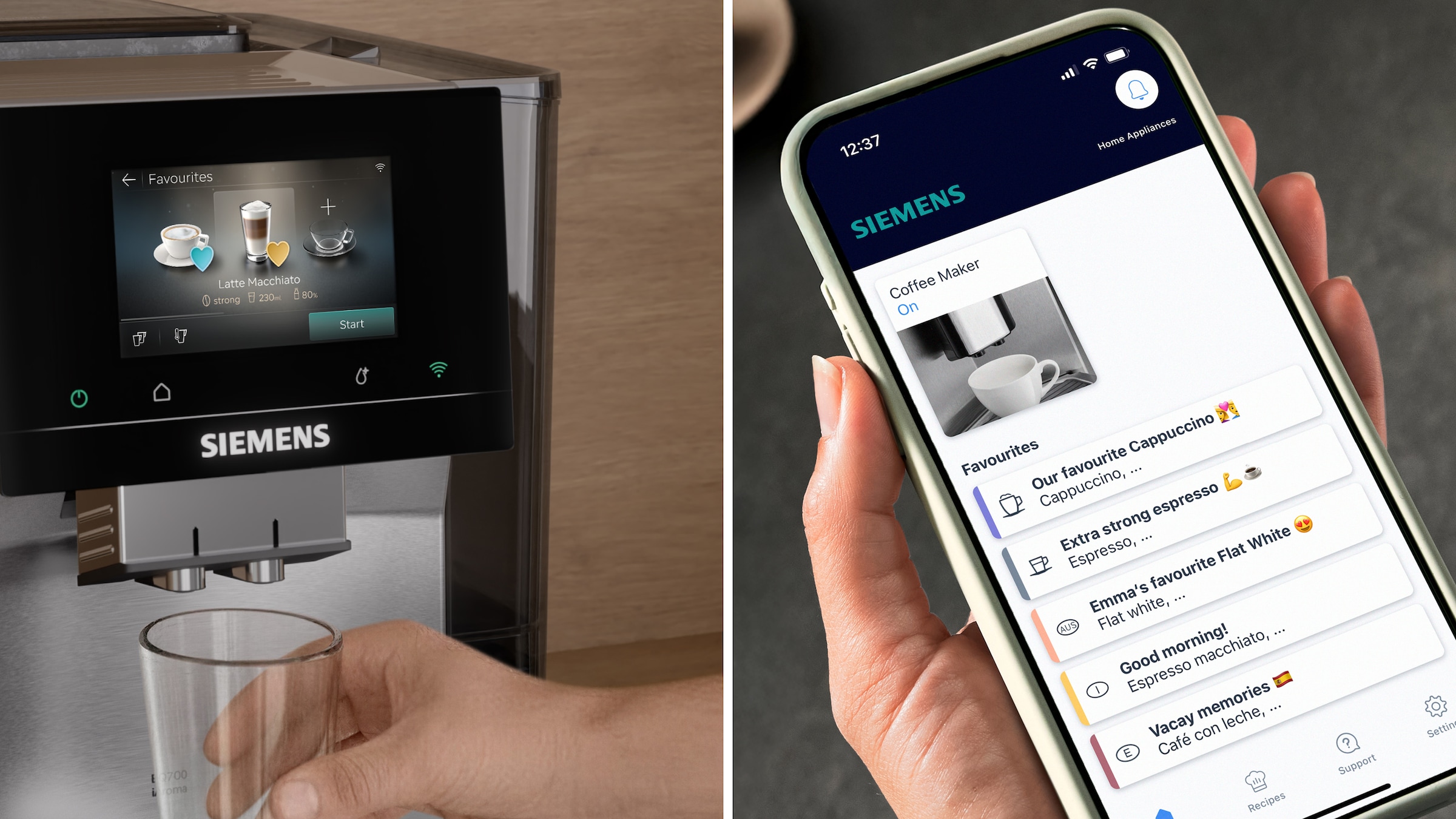 SIEMENS Kaffeevollautomat »TQ727D03« farbiges Full-Touch-Display, Doppeltassenfunktion, sehr leise, schwarz