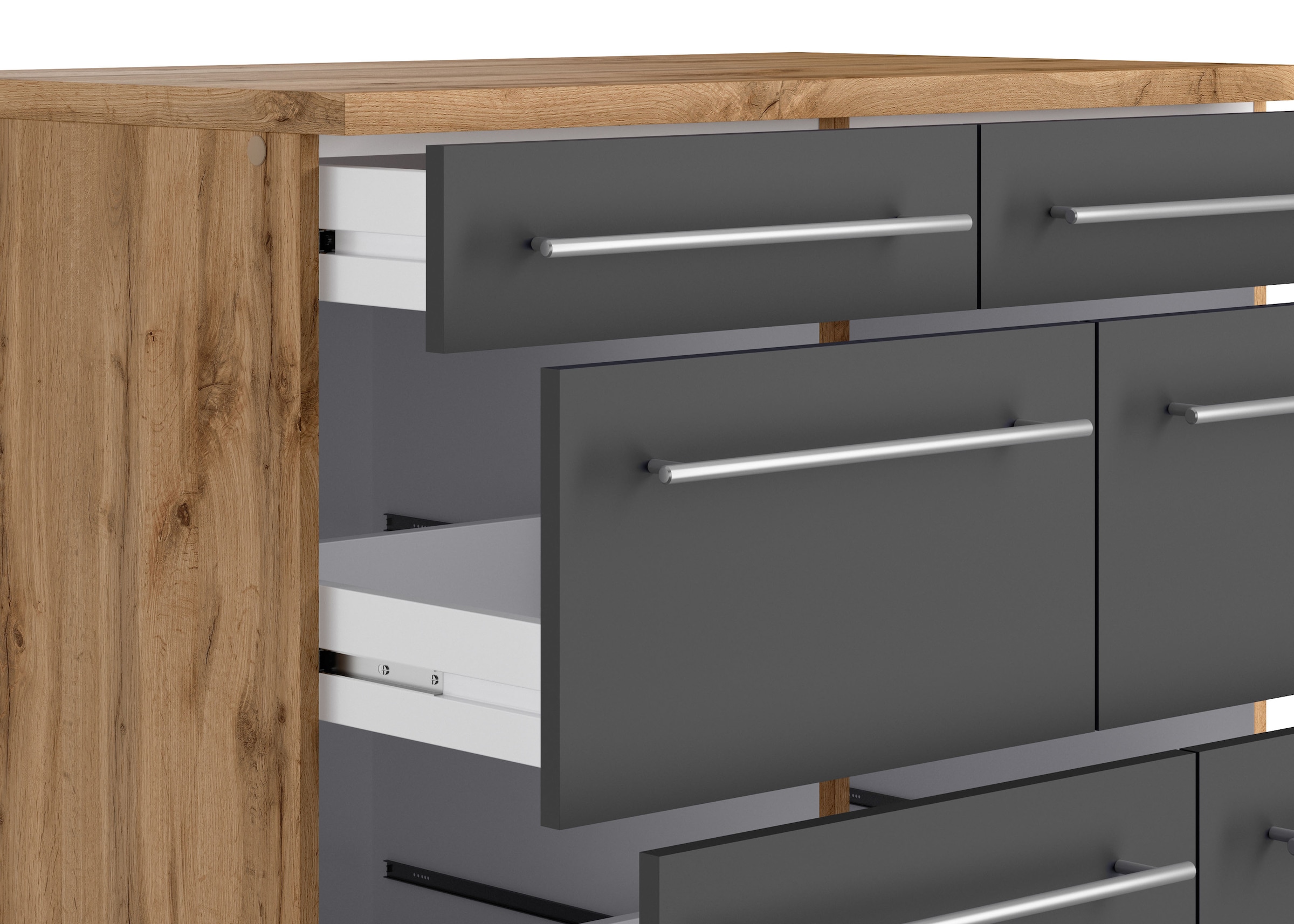 KOCHSTATION Unterschrank »KS-Wien« edel aussehende gestiftete Fronten