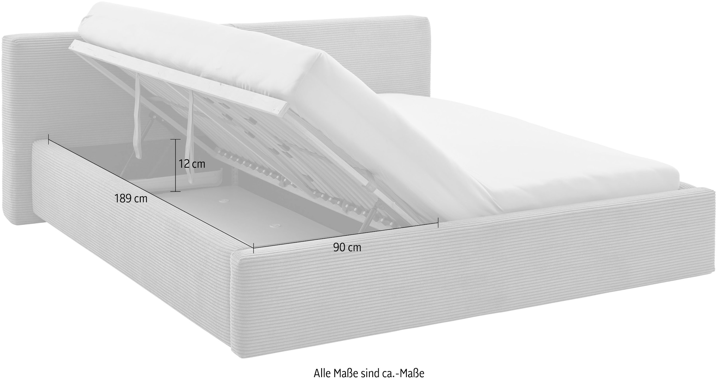 meise.möbel Polsterbett »Cube wahlweise mit Matratze und Bettkasten«, extra flaches Kopfteil, erhältlich in den Breiten 140cm, 160cm & 180cm