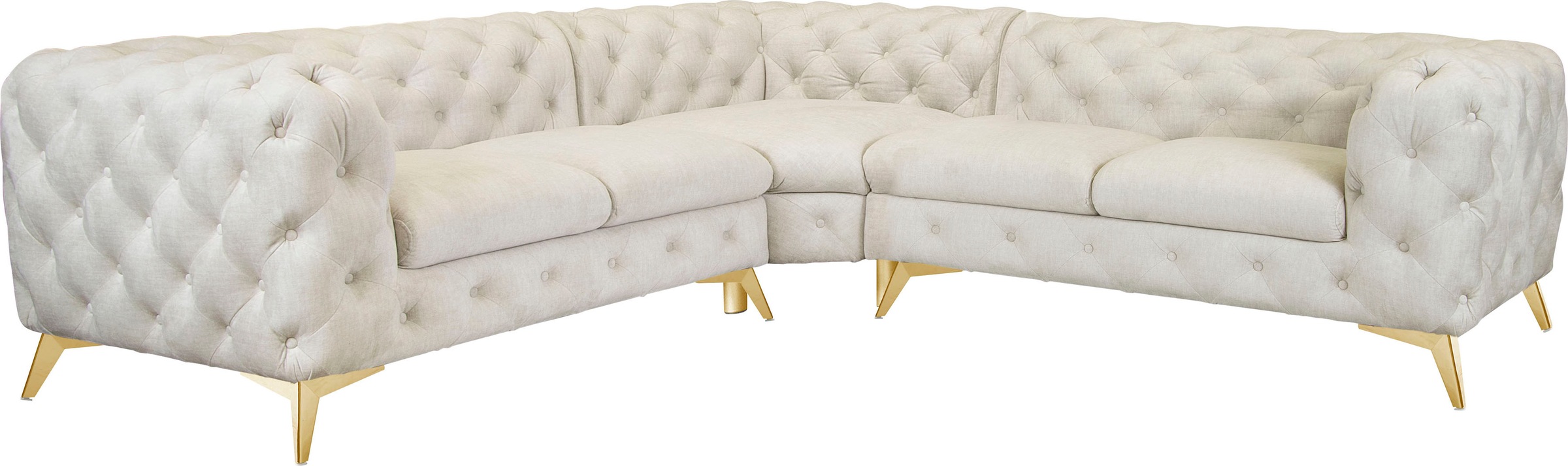 Leonique Chesterfield-Sofa »Ecksofa GLYNIS L-Form mit Wellenunterfederung, günstig online kaufen