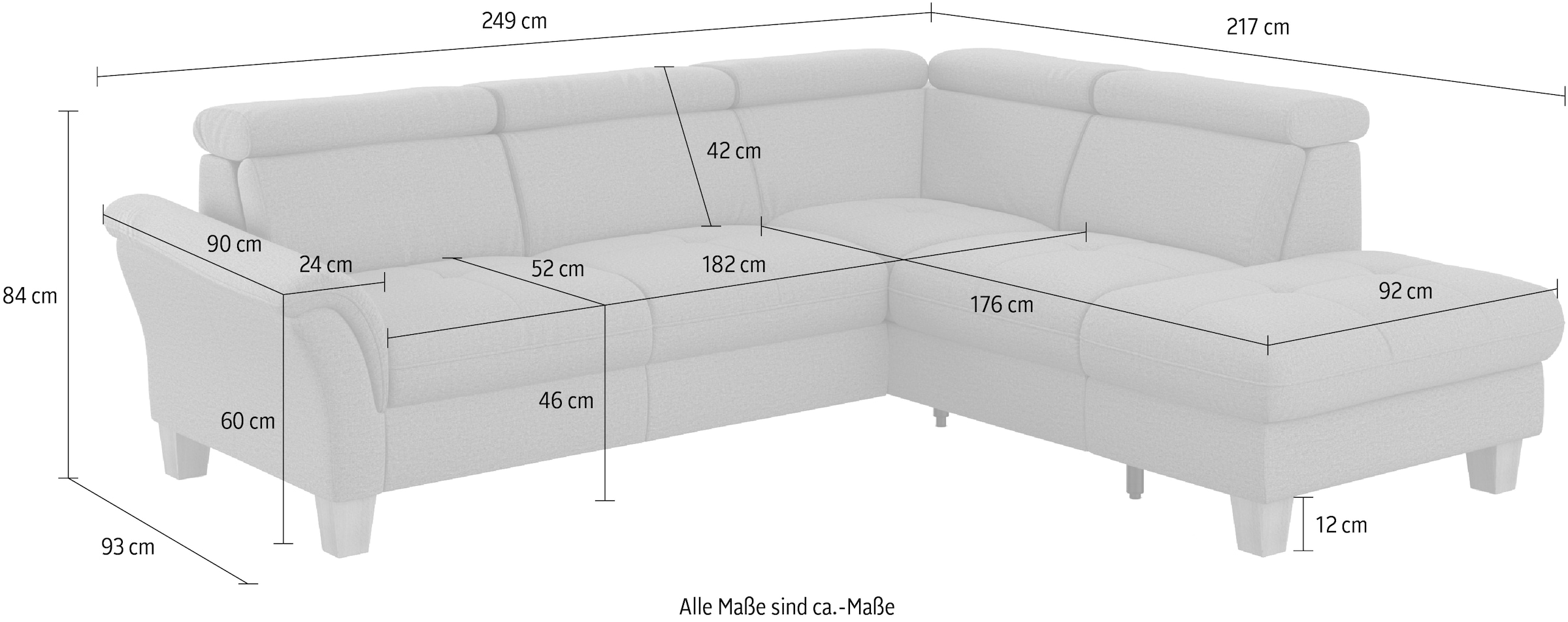 Home affaire Ecksofa »Lindgren L-Form«, wahlweise mit TV-Funktion, Stauraum und Kopfteilverstellung