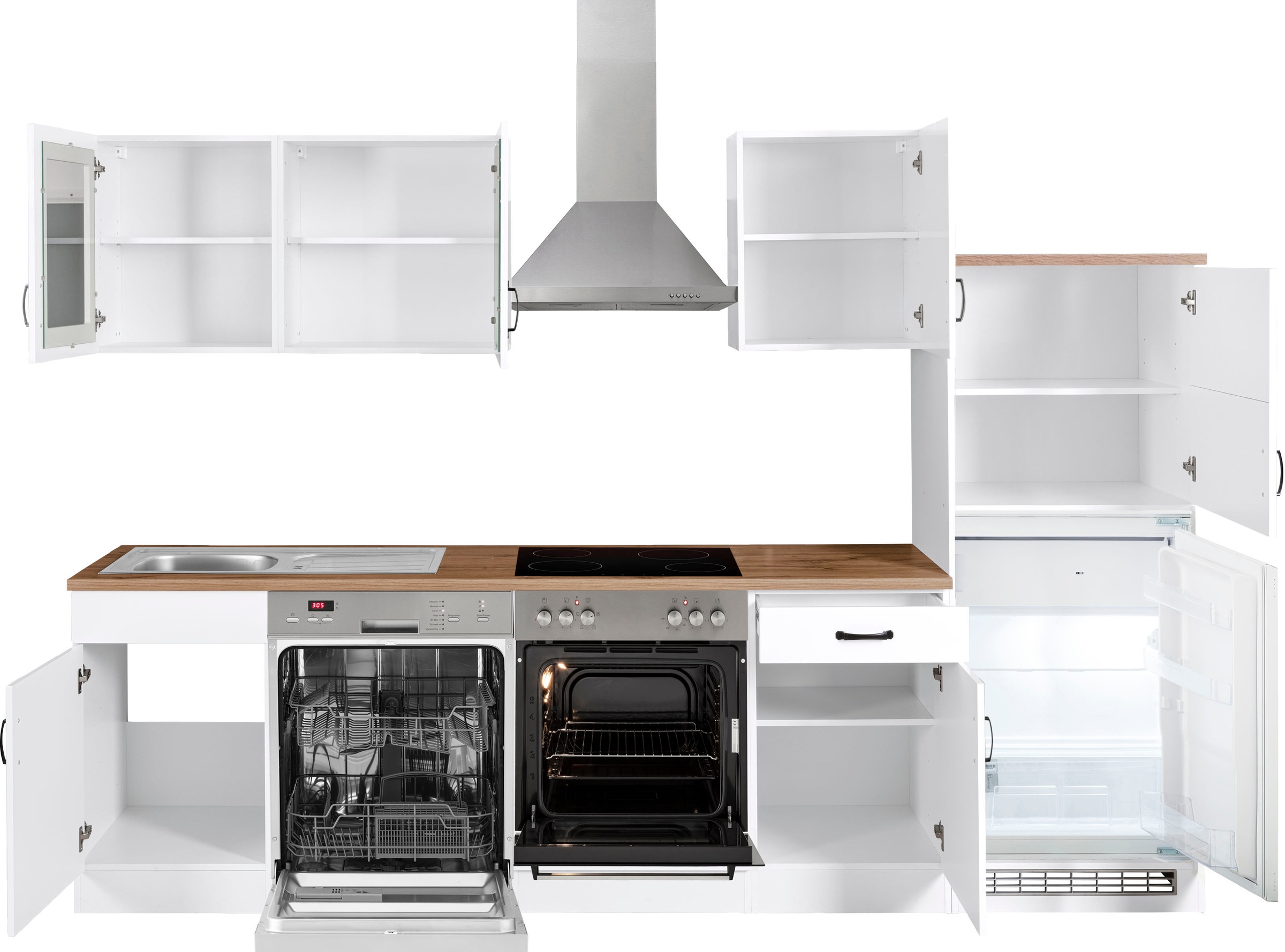 KOCHSTATION Küchenzeile »KS-Athen«, ohne E-Geräte, Breite 280 cm