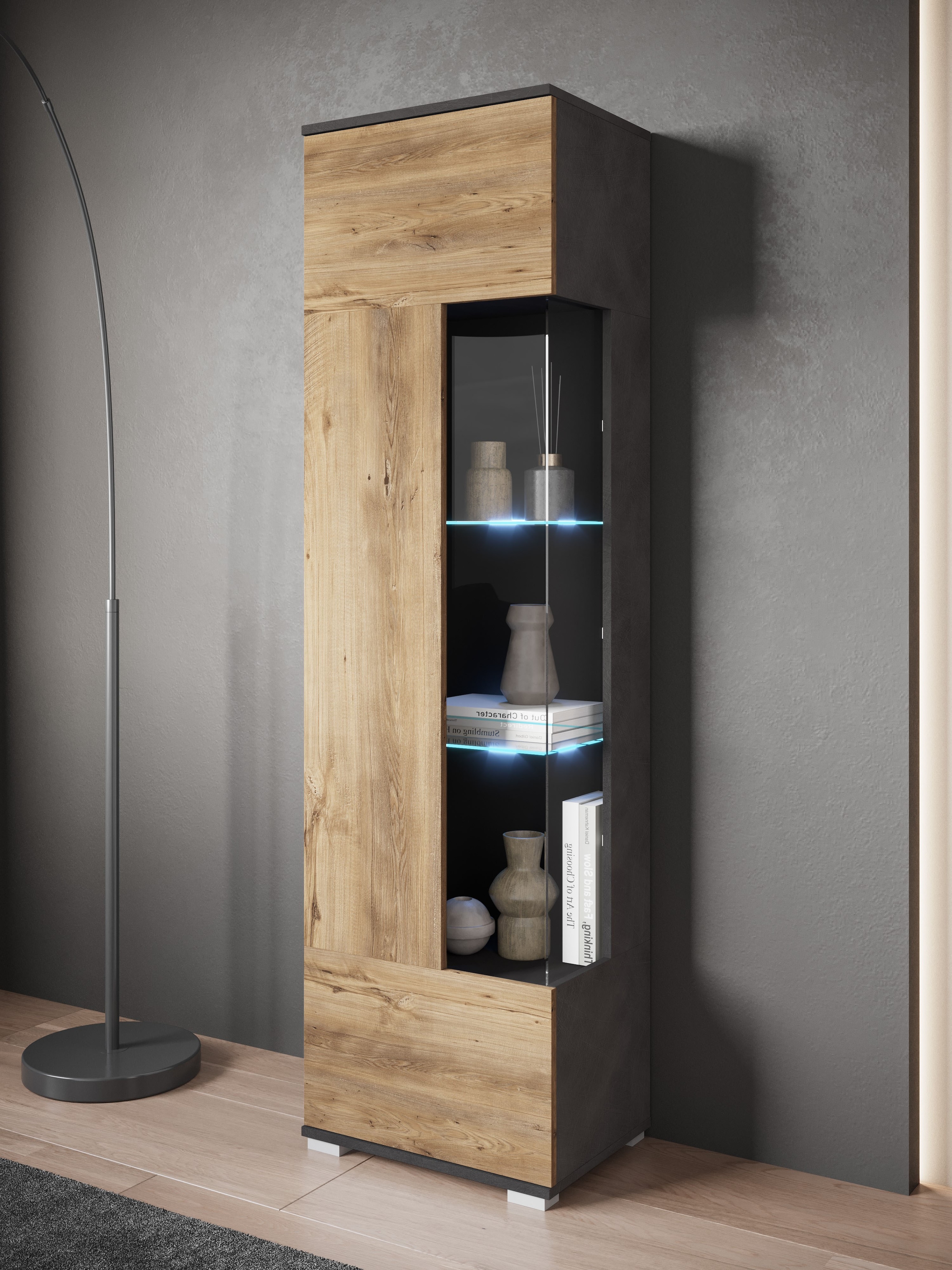 INOSIGN Vitrine »Kenia, stehend und hängend, Türanschlag wechselbar«, (1 St.), Vitrineschrank mit Glastüren 160 cm Höhe