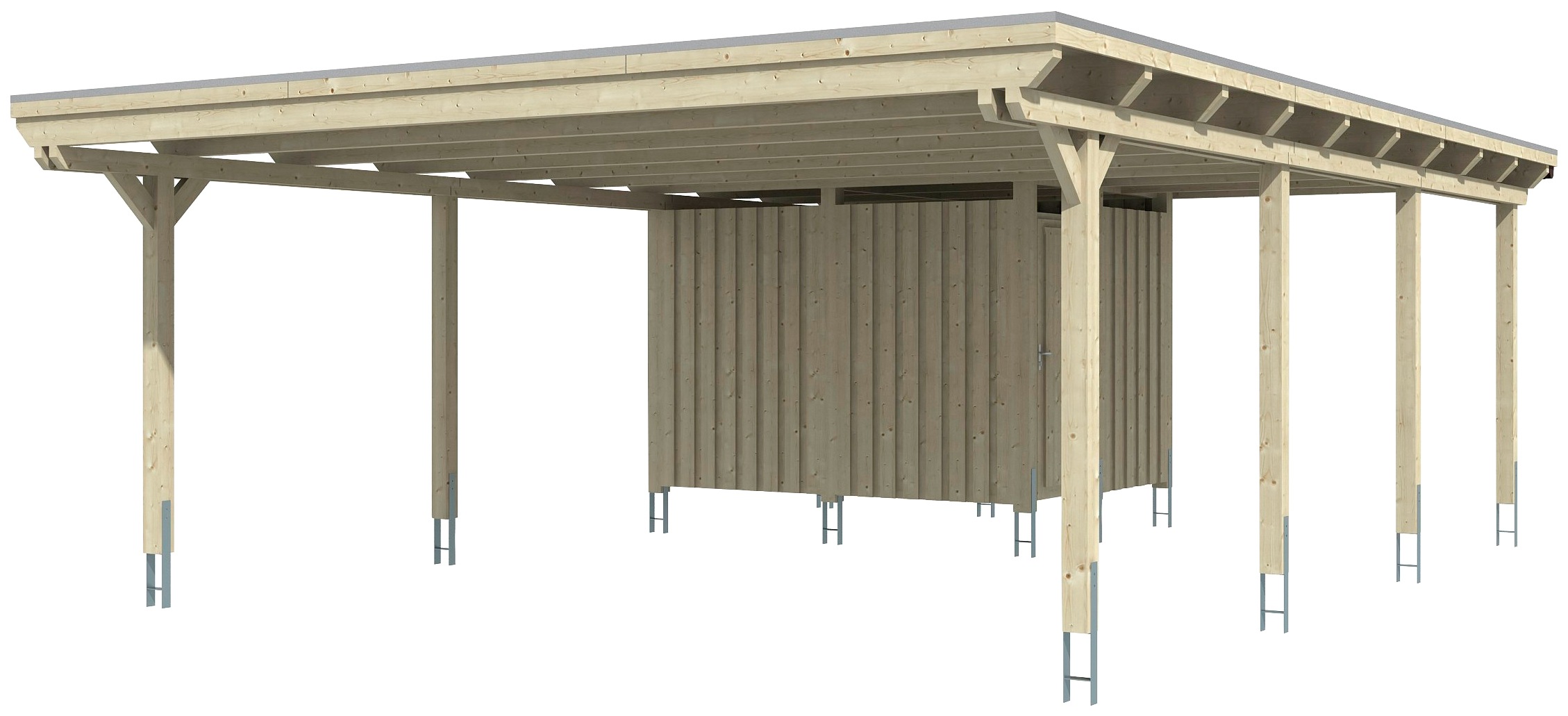 Skan Holz Carport Emsland 613 cm x 846 cm mit Abstellraum Alu-Dach Schiefer günstig online kaufen