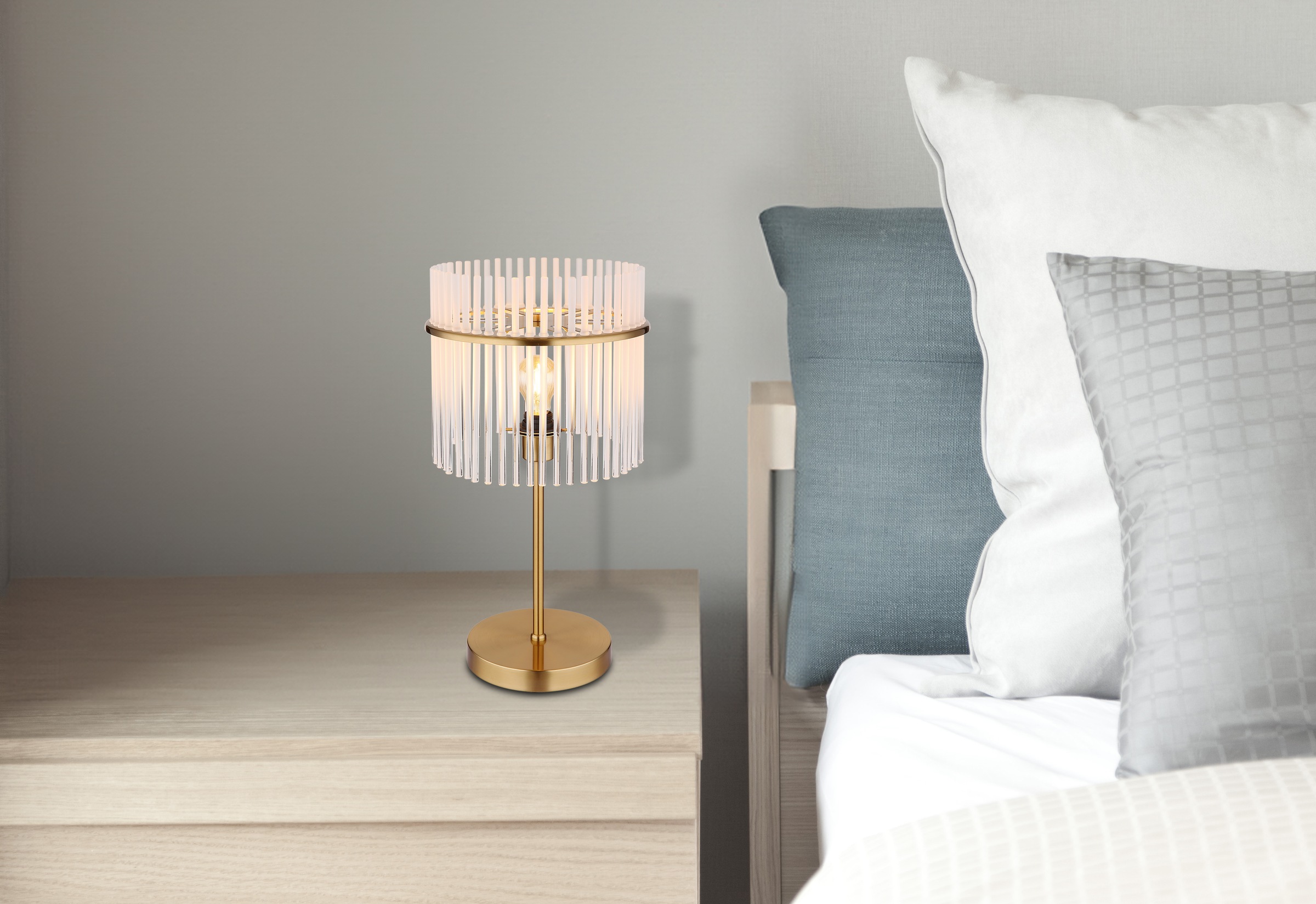 GLOBO LIGHTING Tischleuchte »GORLEY« E27 1 Stk. Tischlampe goldfarben Glass günstig online kaufen