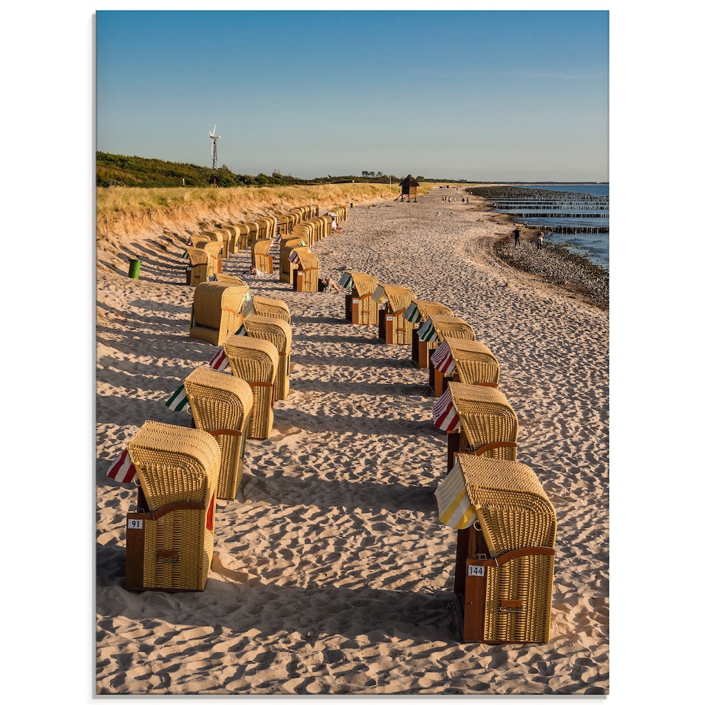 Artland Glasbild »Strandkörbe Ostseeküste in Wustrow«, Gewässer, (1 St.)