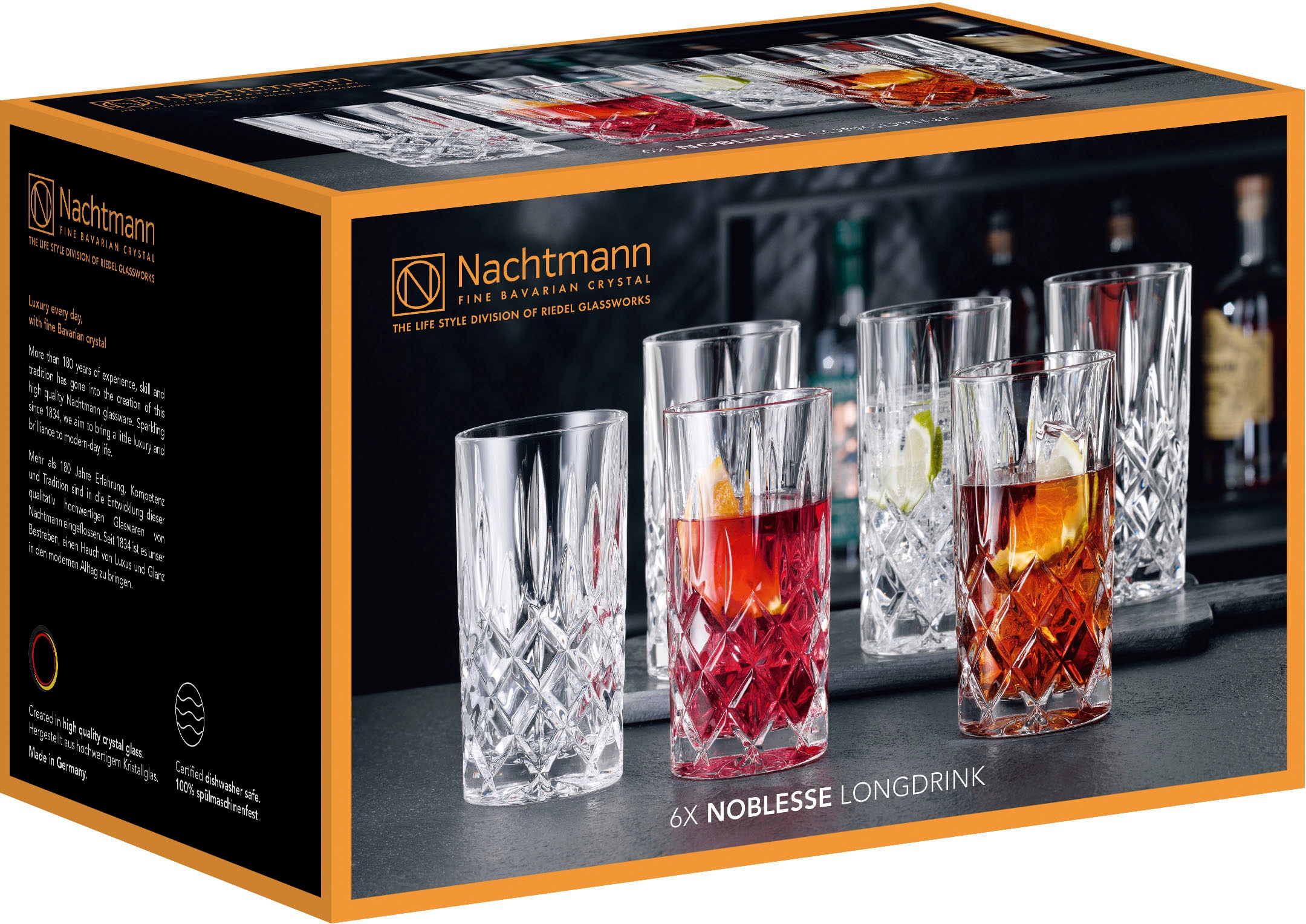 Nachtmann Longdrinkglas »Noblesse«, (Set, 6 tlg.), Made in Germany, 395 ml, 6-teilig