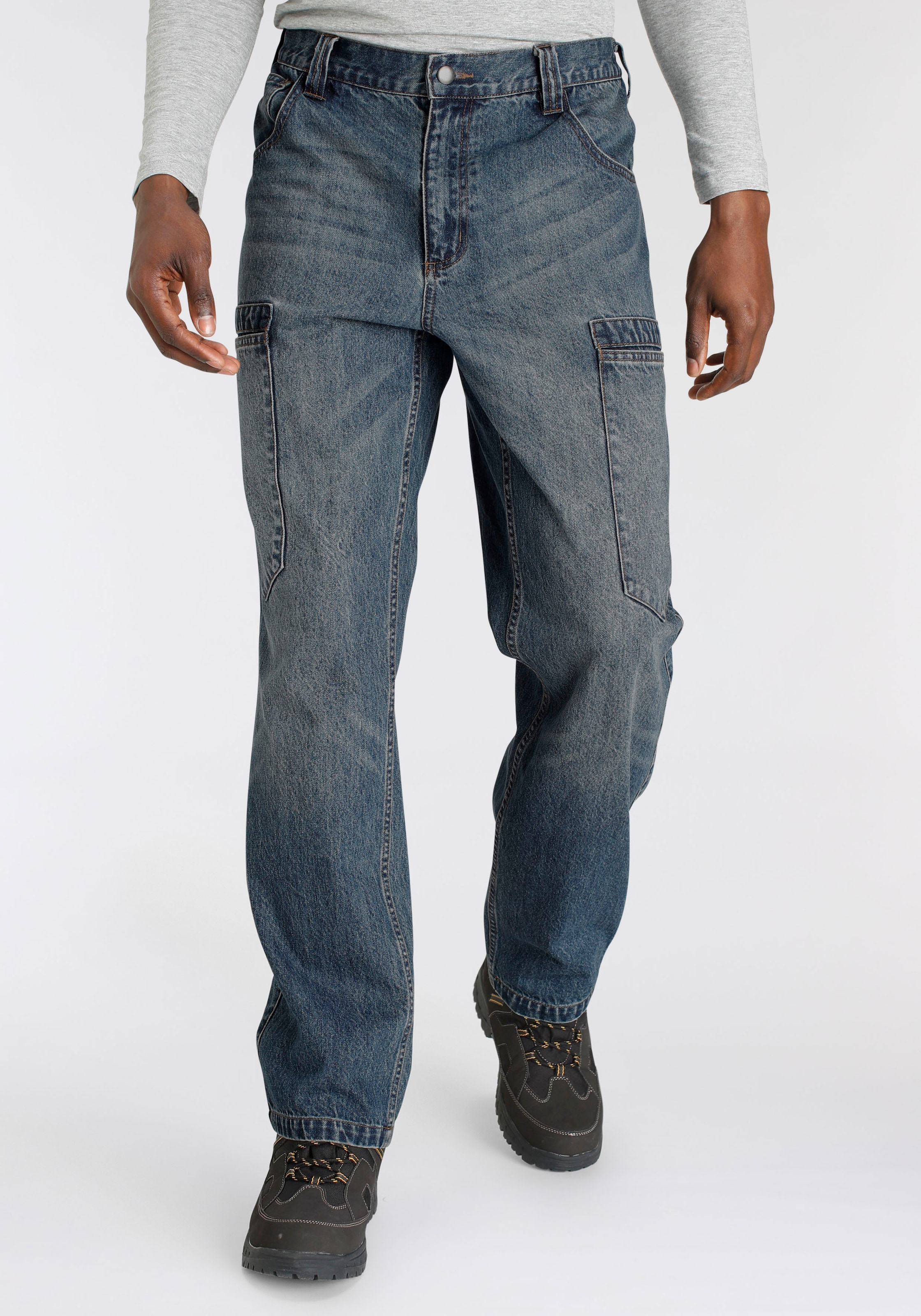 Northern Country Arbeitshose »Cargo Jeans«, 100% praktischen 6 online Bund, kaufen dehnbarem Baumwolle, Jeansstoff, (aus mit comfort fit), Taschen robuster mit