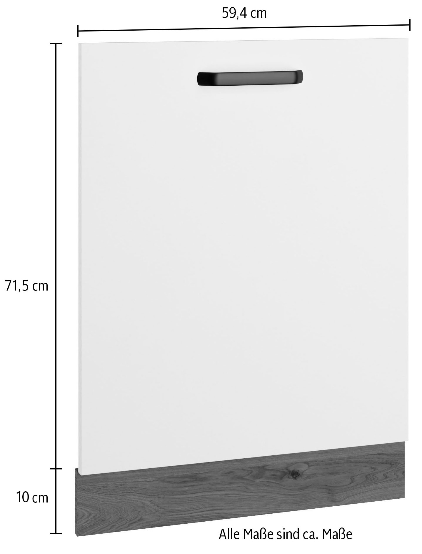 wiho Küchen Frontblende »Elba, TOPSELLER« für vollintegrierte Einbaugeschirrspüler, Maße (B/H): 59,4/71,5 cm