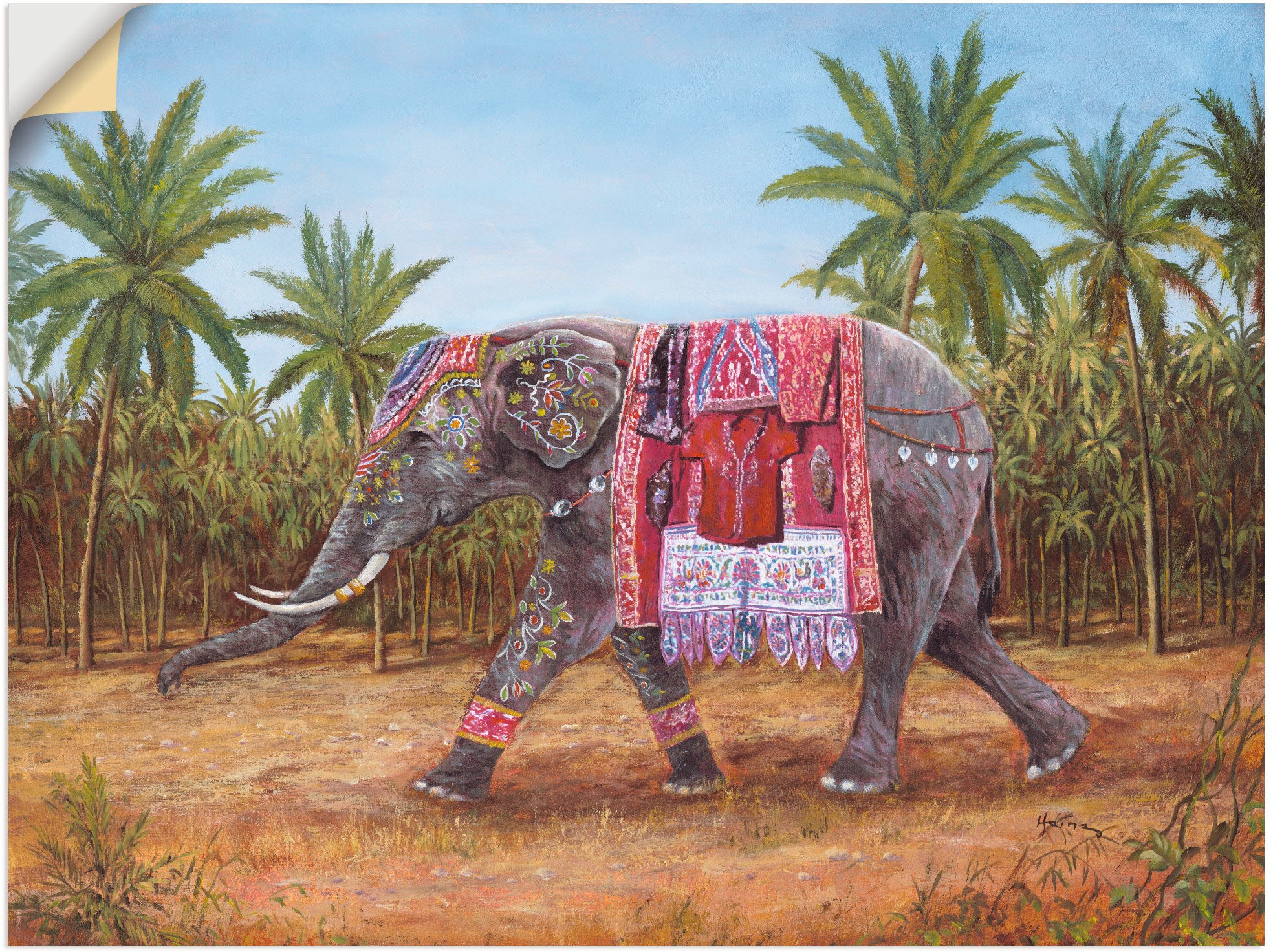 Artland Wandbild »Indischer Elefant«, Wildtiere, (1 St.), als Leinwandbild, günstig online kaufen