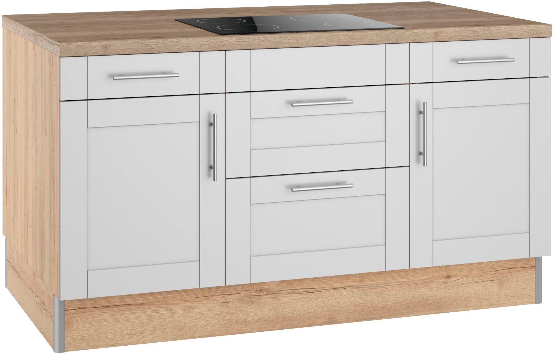 OPTIFIT Kochinsel »Ahus«, Kücheninsel, Breite 160 cm, wahlw. mit E-Gerät, Soft Close Funktion